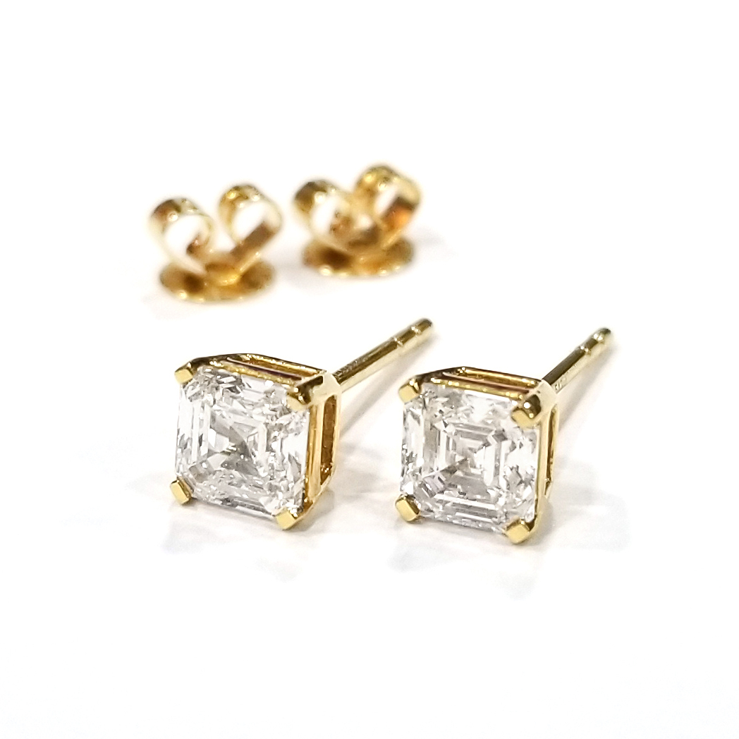 18K黃金 實驗室培育鑽石阿斯切形耳環