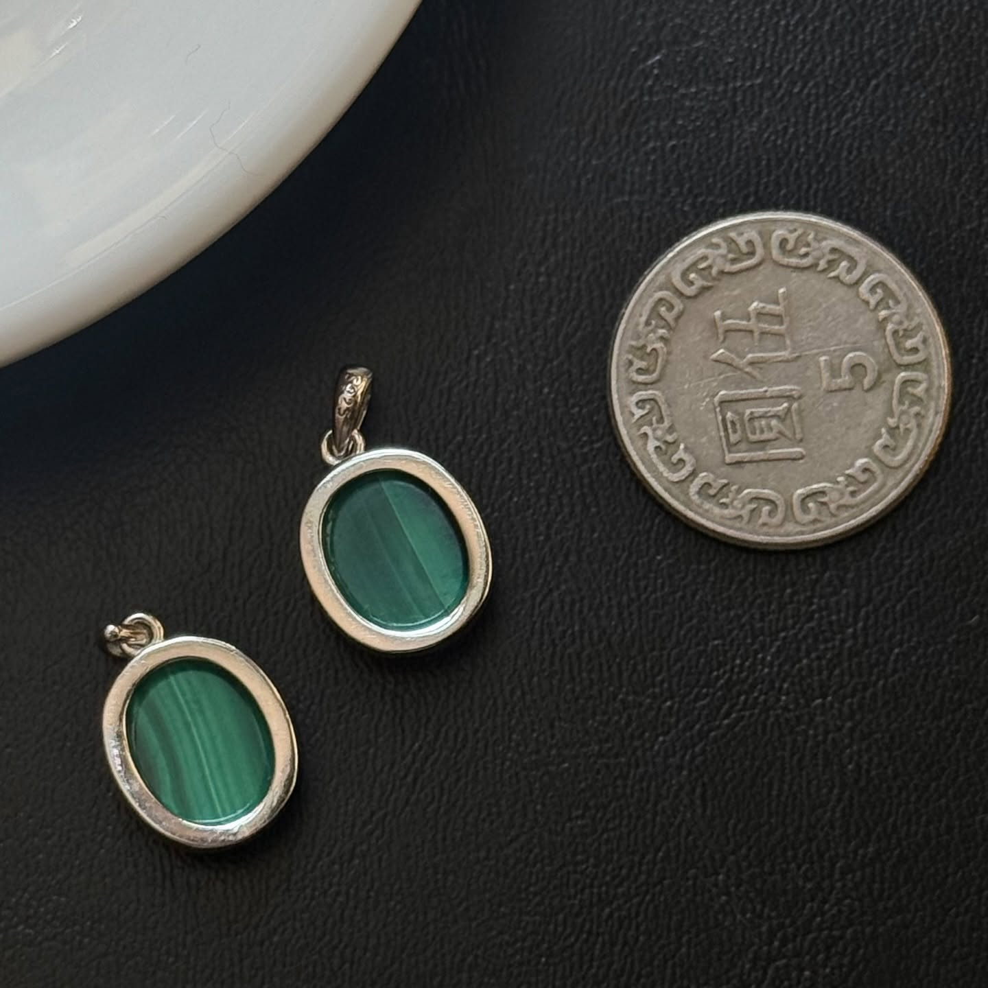 [原石] 絲絨孔雀石 925銀項鏈吊墜