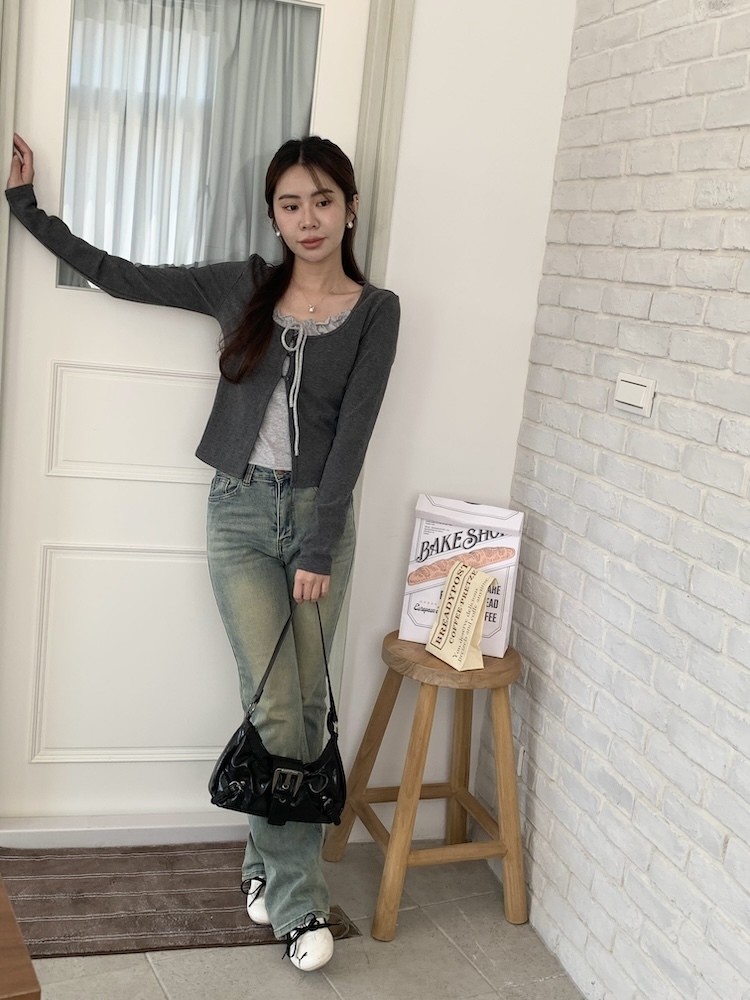 門市熱賣合身水洗牛仔喇叭褲