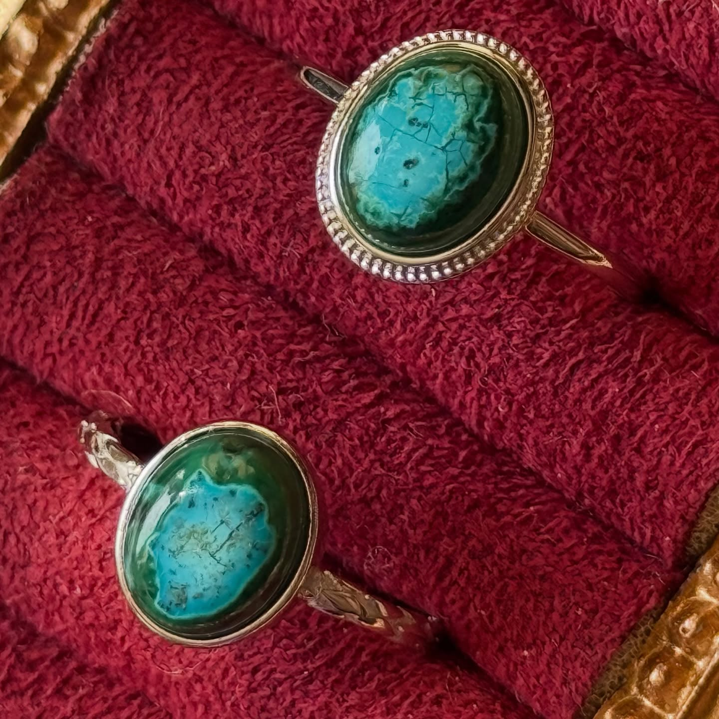 [原石] 矽孔雀石 925銀戒指 水晶戒指