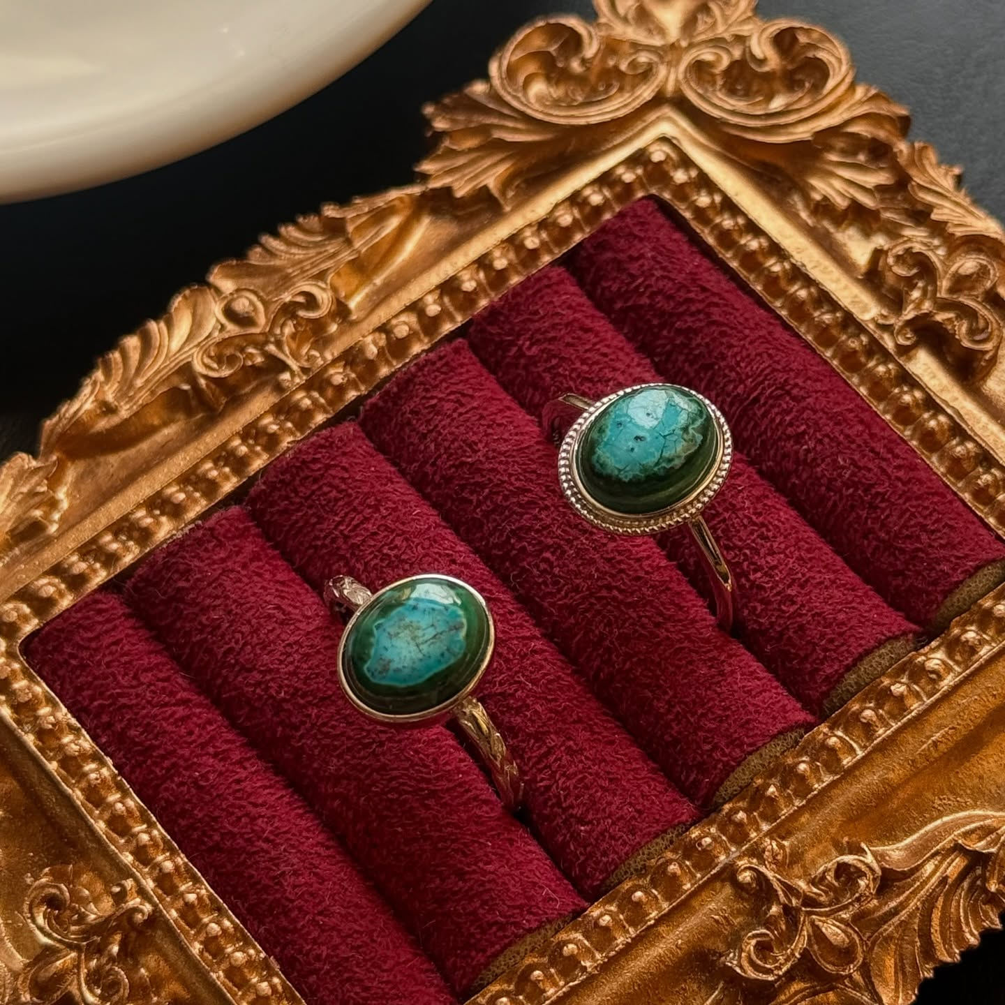 [原石] 矽孔雀石 925銀戒指 水晶戒指