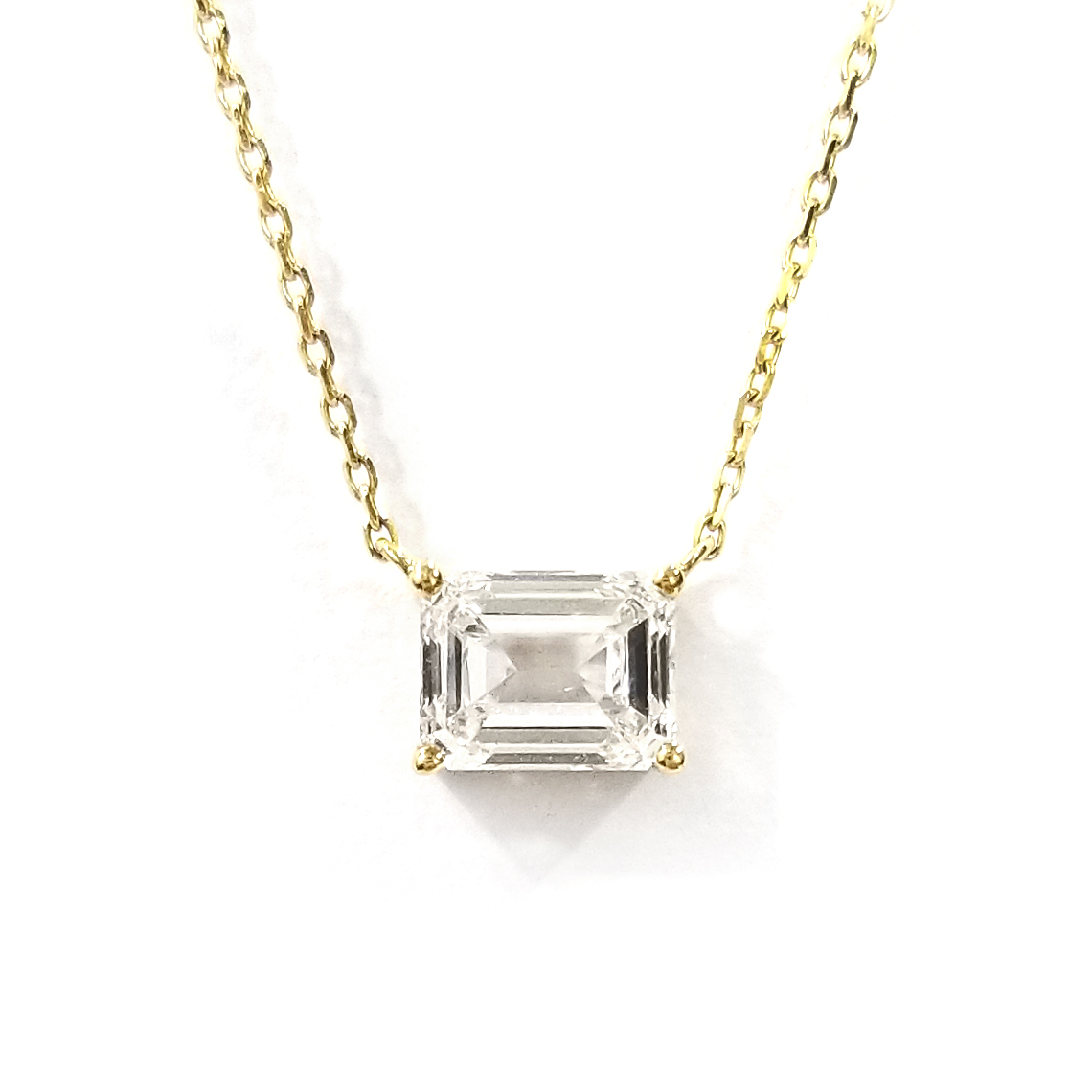 18K黃金 實驗室培育鑽石祖母綠形頸鏈