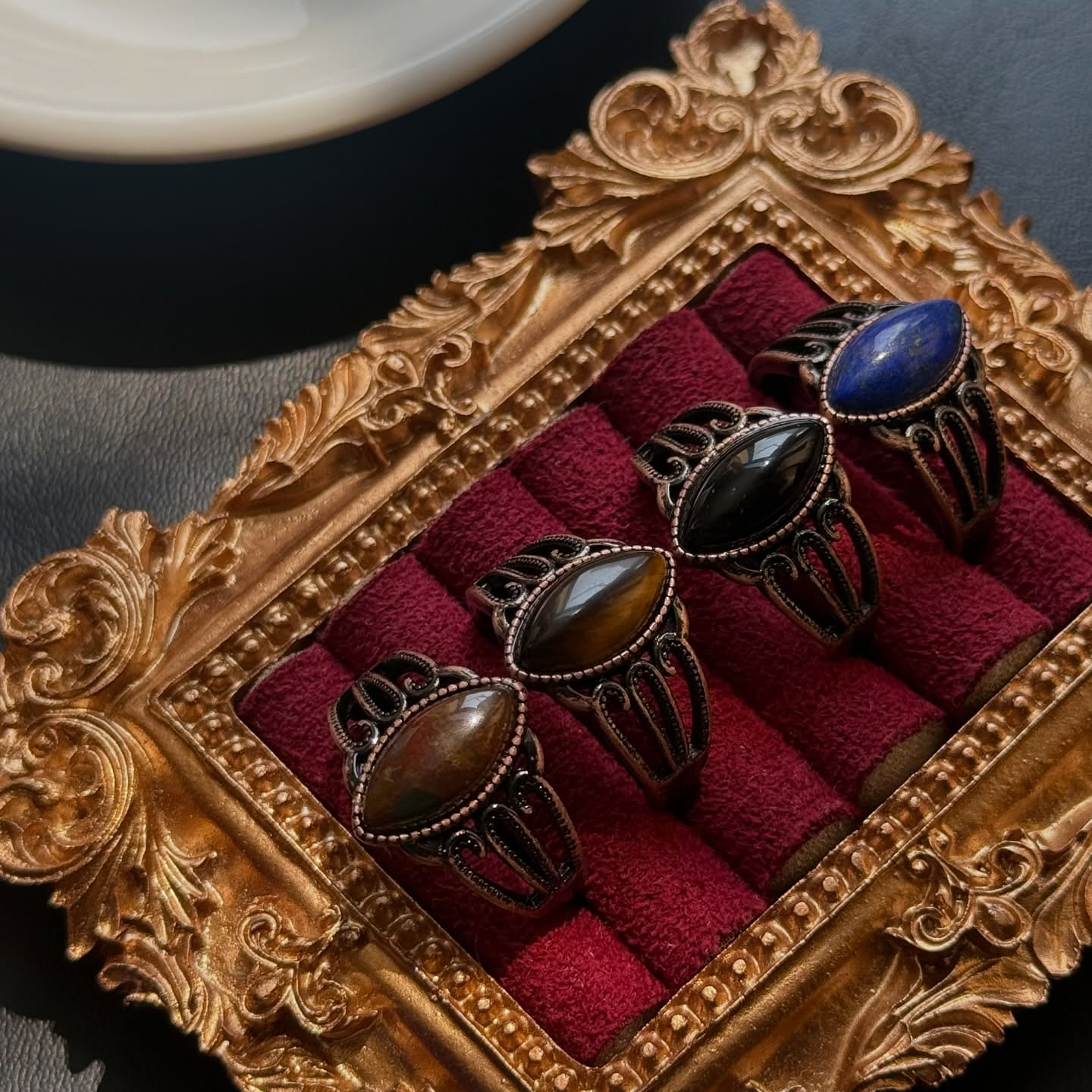 [原石]  水晶銅戒 男款