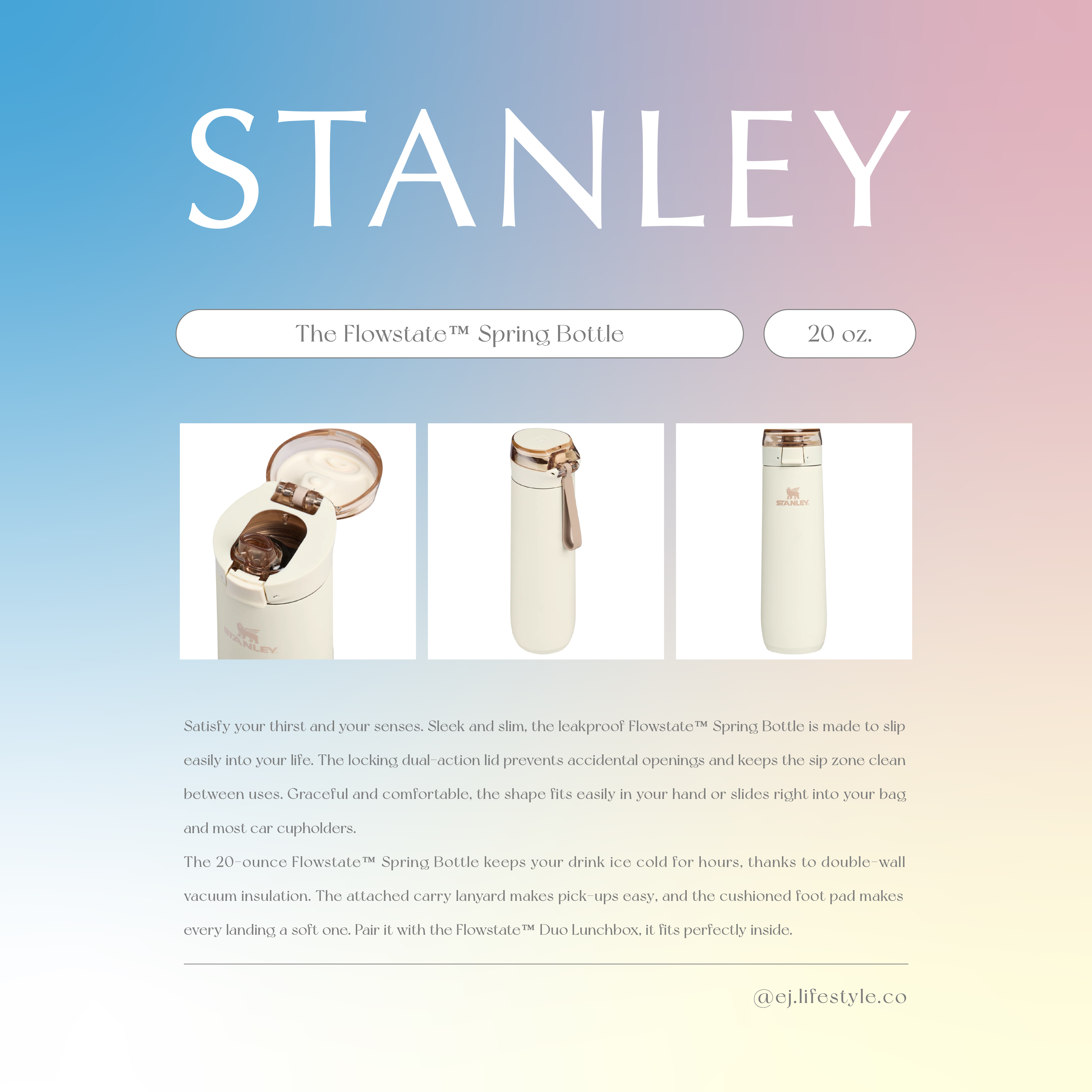 🇺🇸 STANLEY The Flowstate™ Spring Bottle 不鏽鋼保冰杯 直飲杯 水壺 水杯 手提 提繩 20oz 591ml / 預購