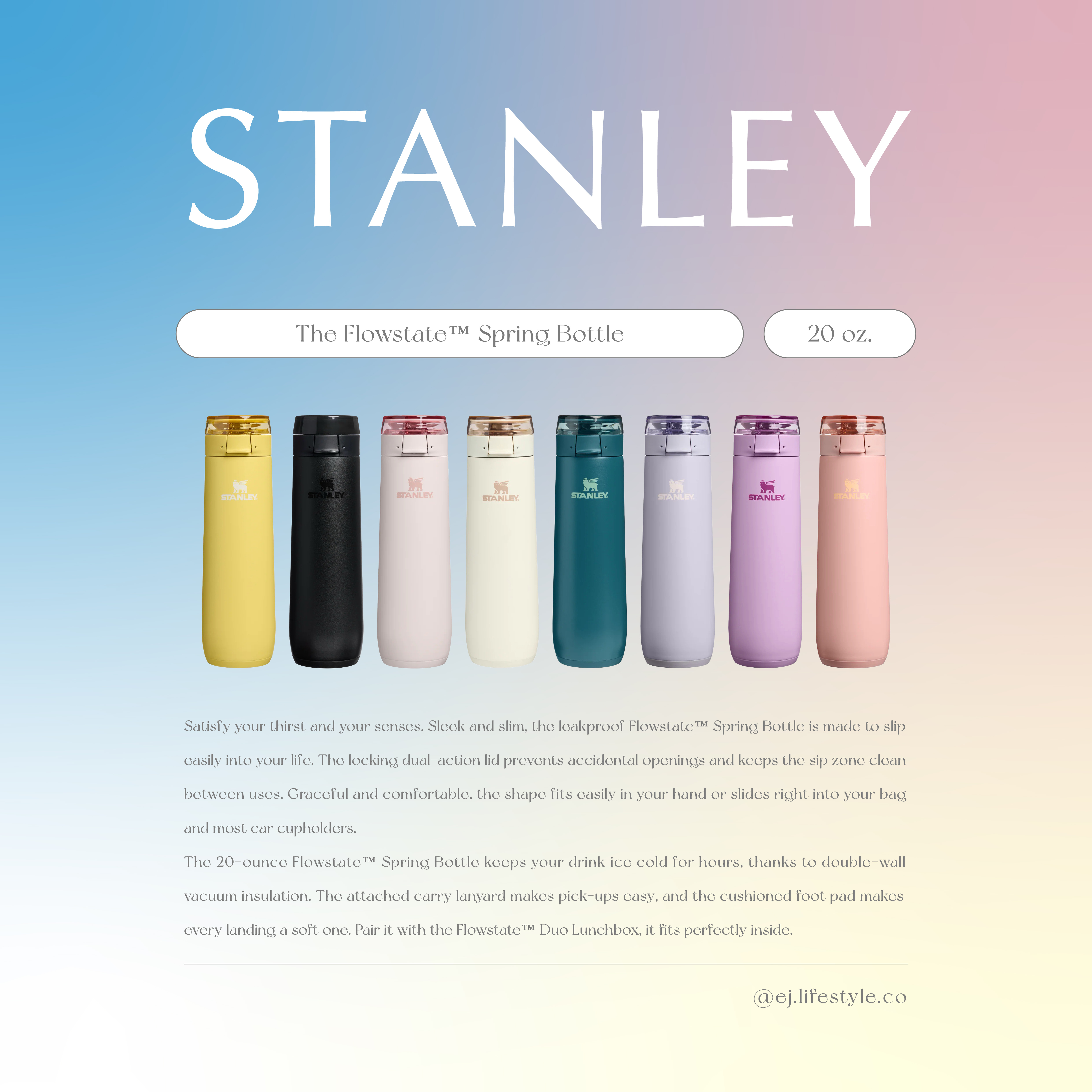 🇺🇸 STANLEY The Flowstate™ Spring Bottle 不鏽鋼保冰杯 直飲杯 水壺 水杯 手提 提繩 20oz 591ml / 預購