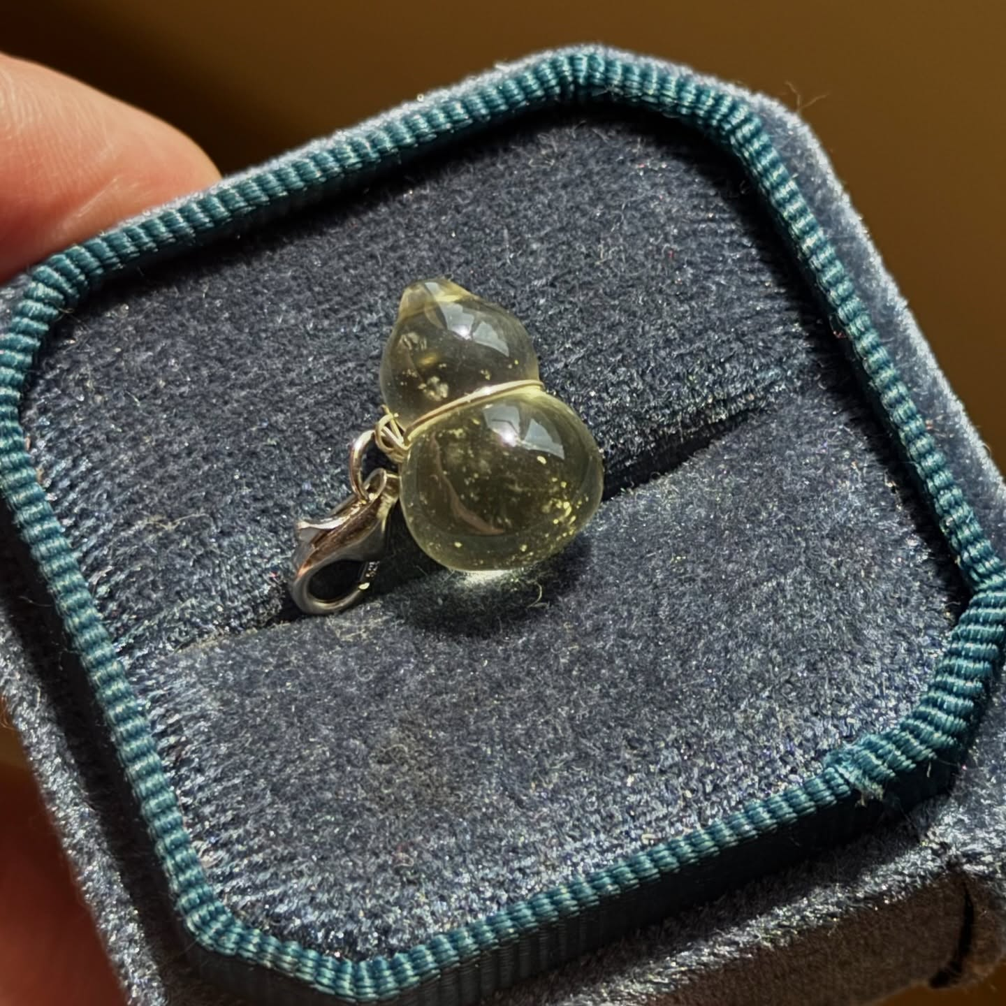 [原石] 利比亞黃金隕石 水晶葫蘆 925銀項鏈吊墜 （附證書）