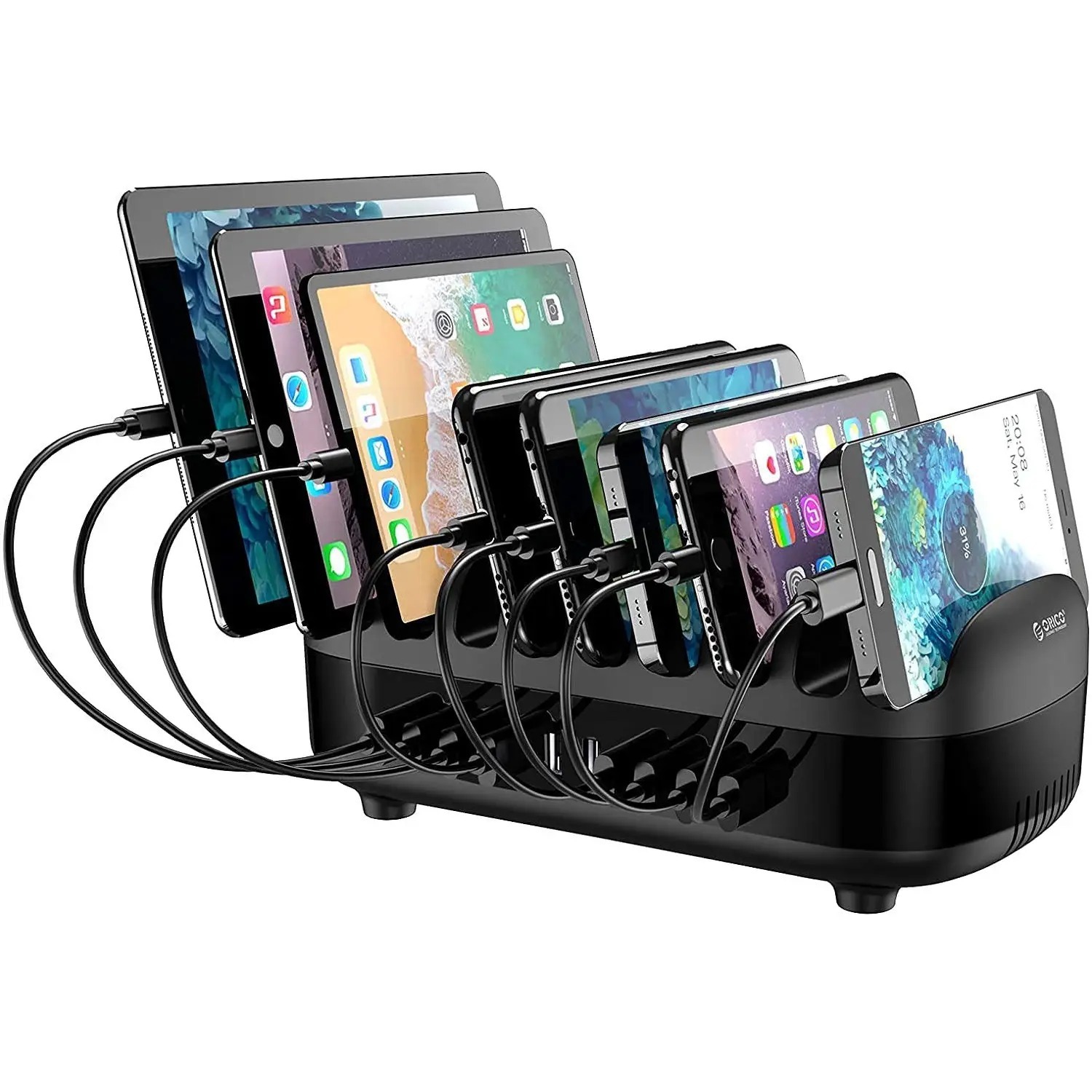 ORICO 10 Ports 120W USB Smart Charging Station with Phone & tablet Stand [DUK-10P]
