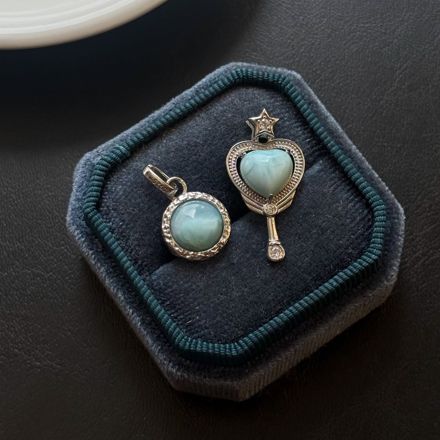 [原石] 拉利瑪海紋石 925銀項鏈吊墜