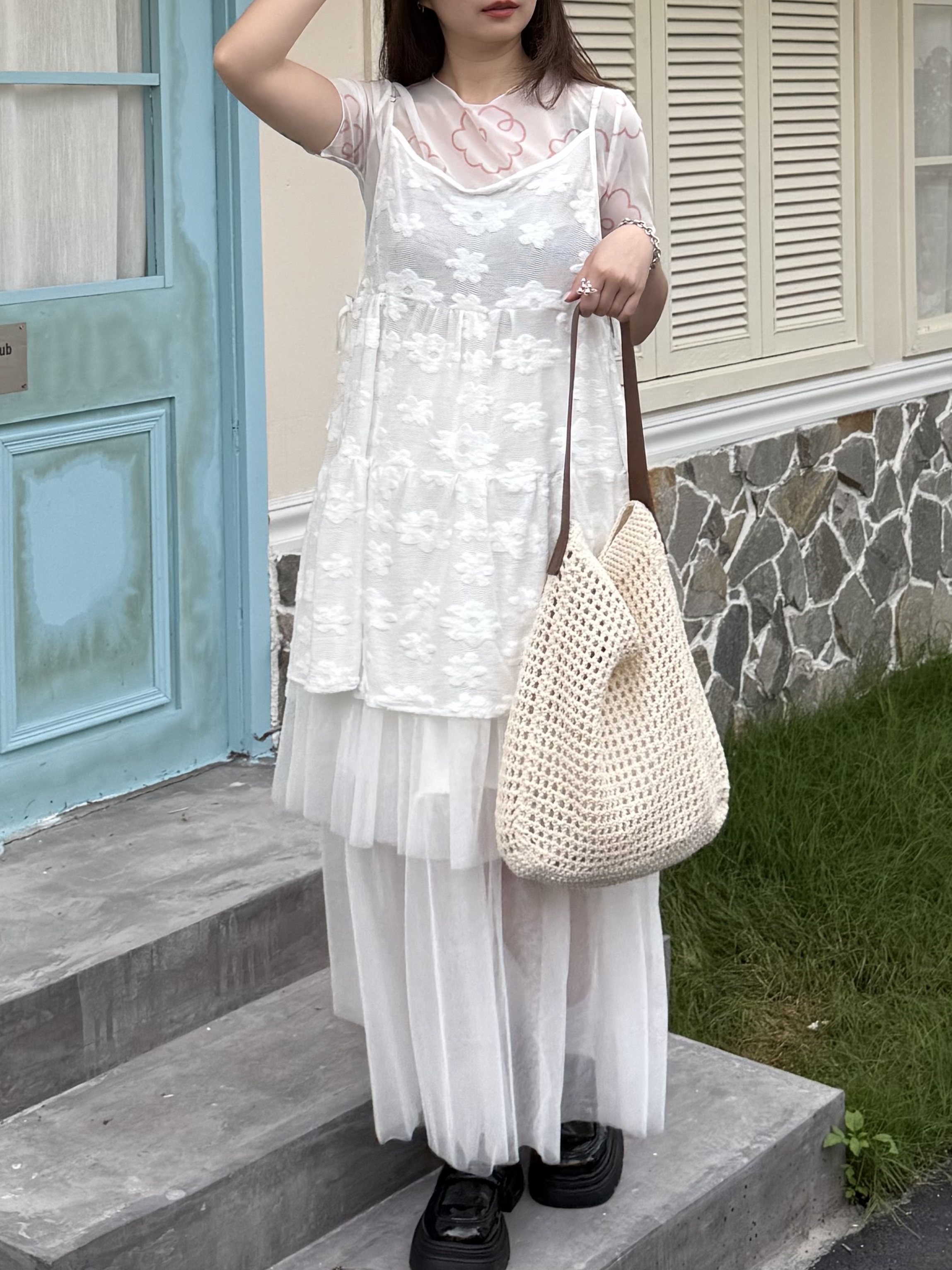 全鬆緊蛋糕長裙