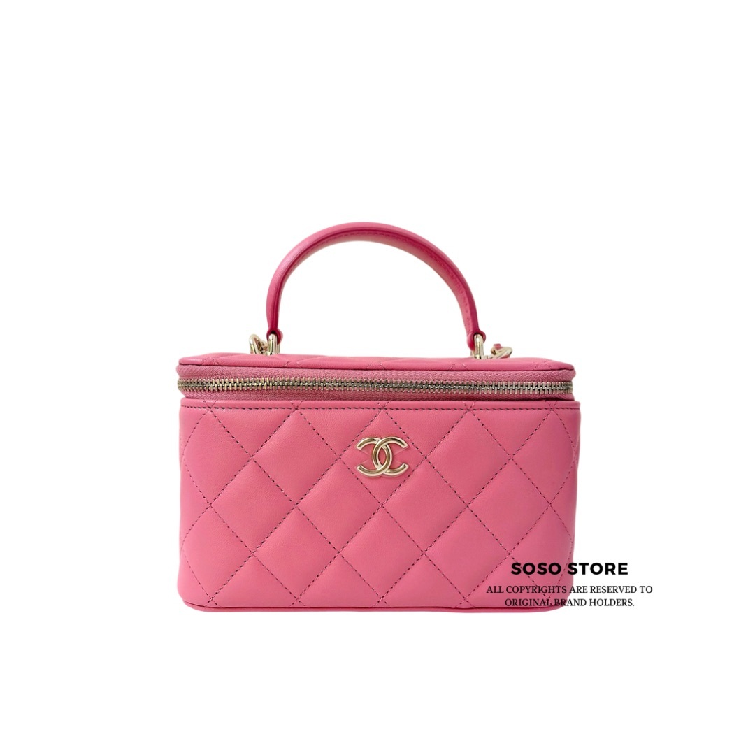 Chanel Small Top Handle Vanity Case - Pink / GHW