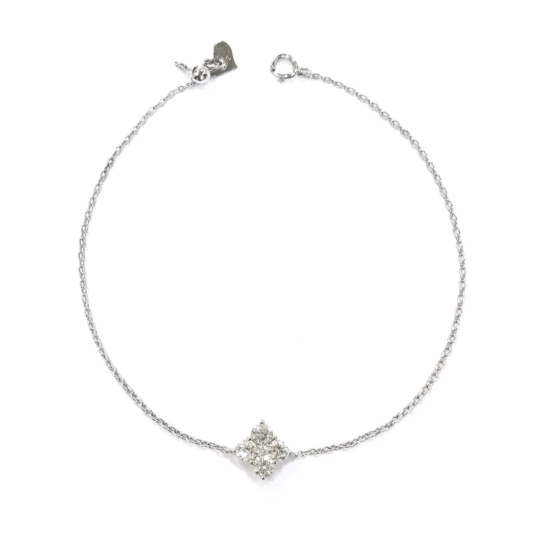 18K White Gold Natural Diamond Four-Leaf Clover Bracelet
