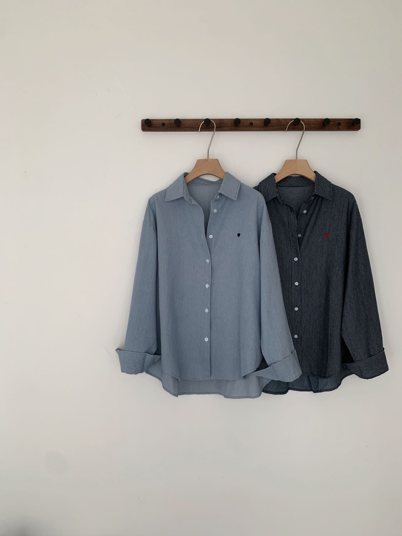 愛心刺繡條紋牛仔襯 RCR5039