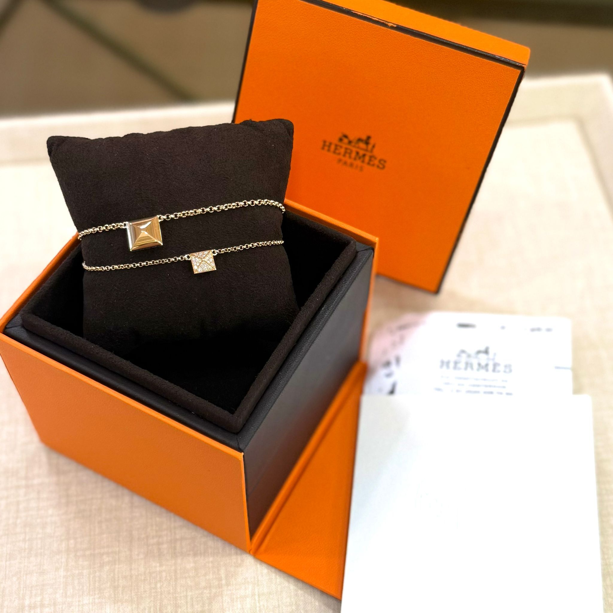 全新HERMES  BRACELET, H223208B, Clou d'H Bracelet, 18k玫瑰金/鑽石, 愛馬仕手鏈, #BRAND NEW #香榭站正品