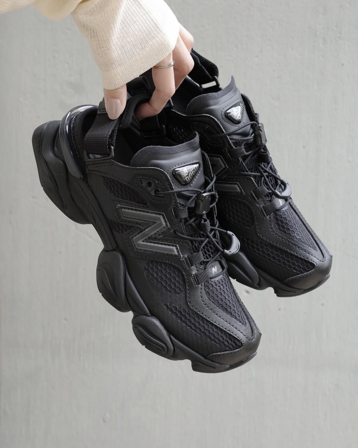 NEW BALANCE 9060 NB 全黑 黑色 涼鞋 穆勒鞋 免綁鞋帶 後跟鞋扣 魔鬼氈 男女鞋 U90604SC / 預購