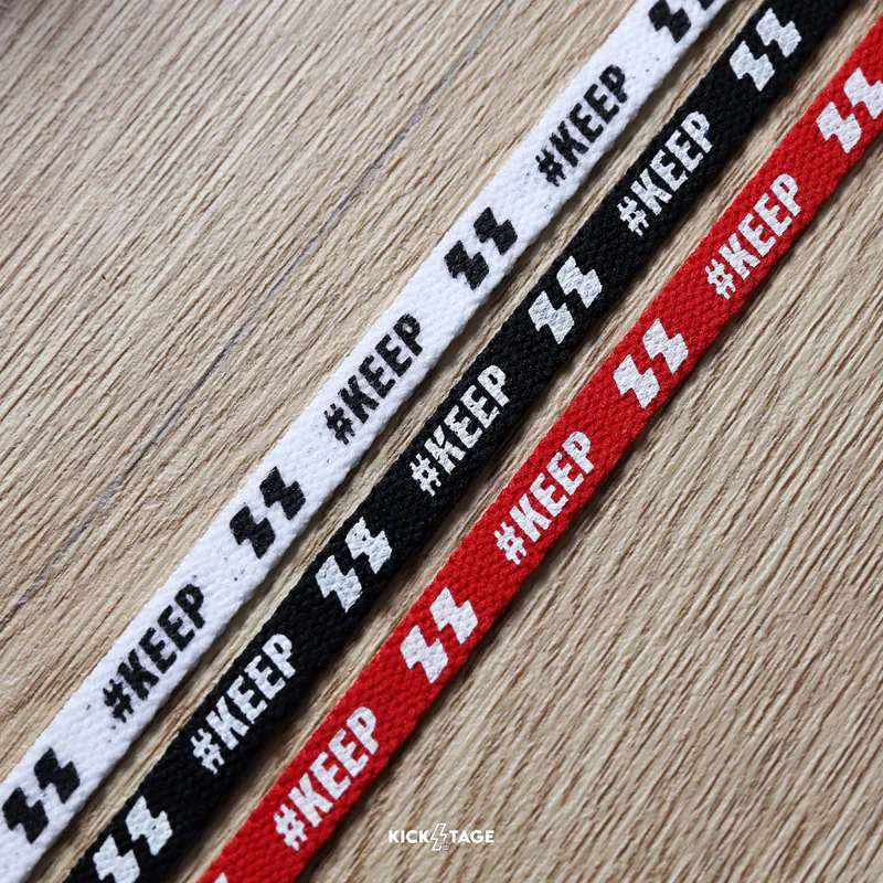 #KEEP BOLT MONOGRAM SHOELACES 白色 紅色 黑色 扁平 寬版 蝴蝶結 DIY 一組兩條 145CM 滿版 扁鞋帶【KS341】