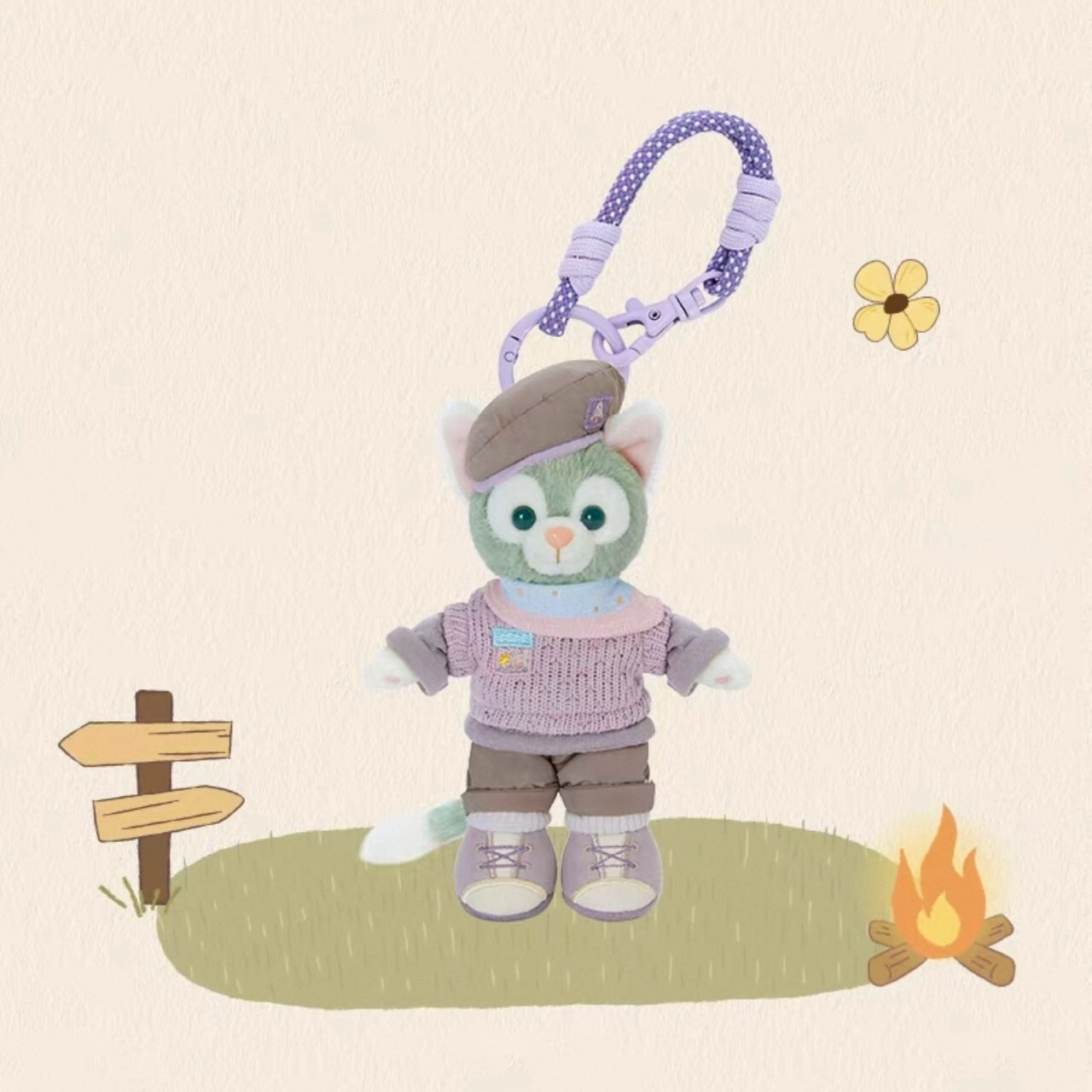 達菲 Duffy 與好友們 小小自然探險家系列 傑拉托尼 畫家貓 Gelatoni 鑰匙圈 吊飾 -上海迪士尼樂園