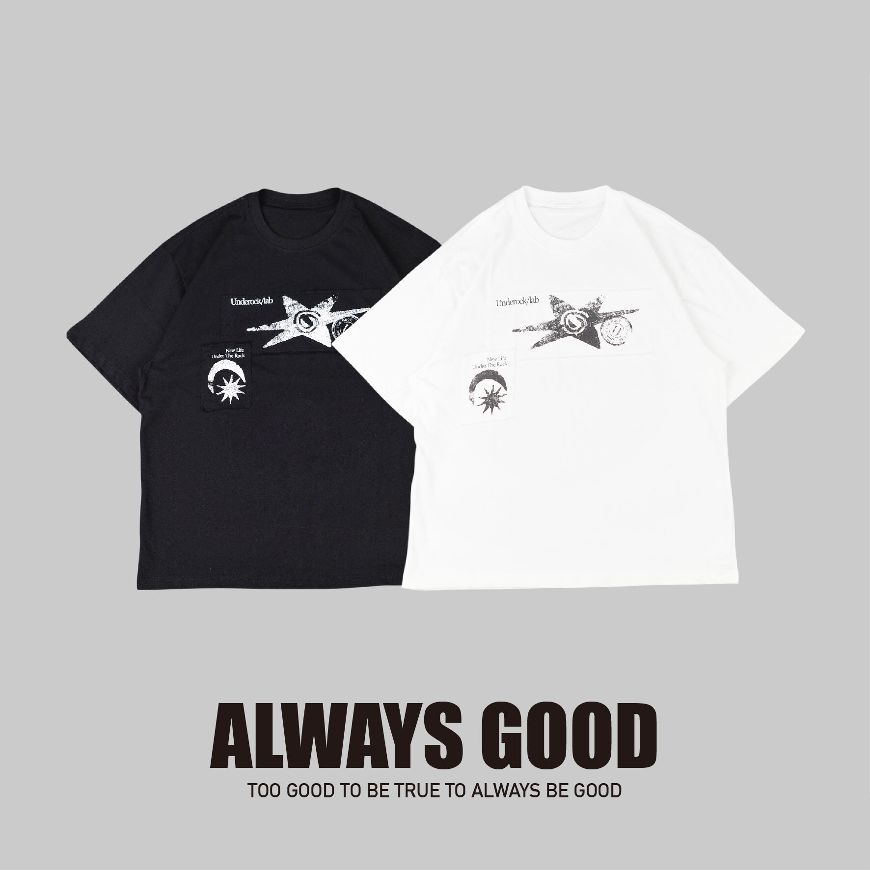 『Always_Good』做舊 補丁 印花 短TEE
