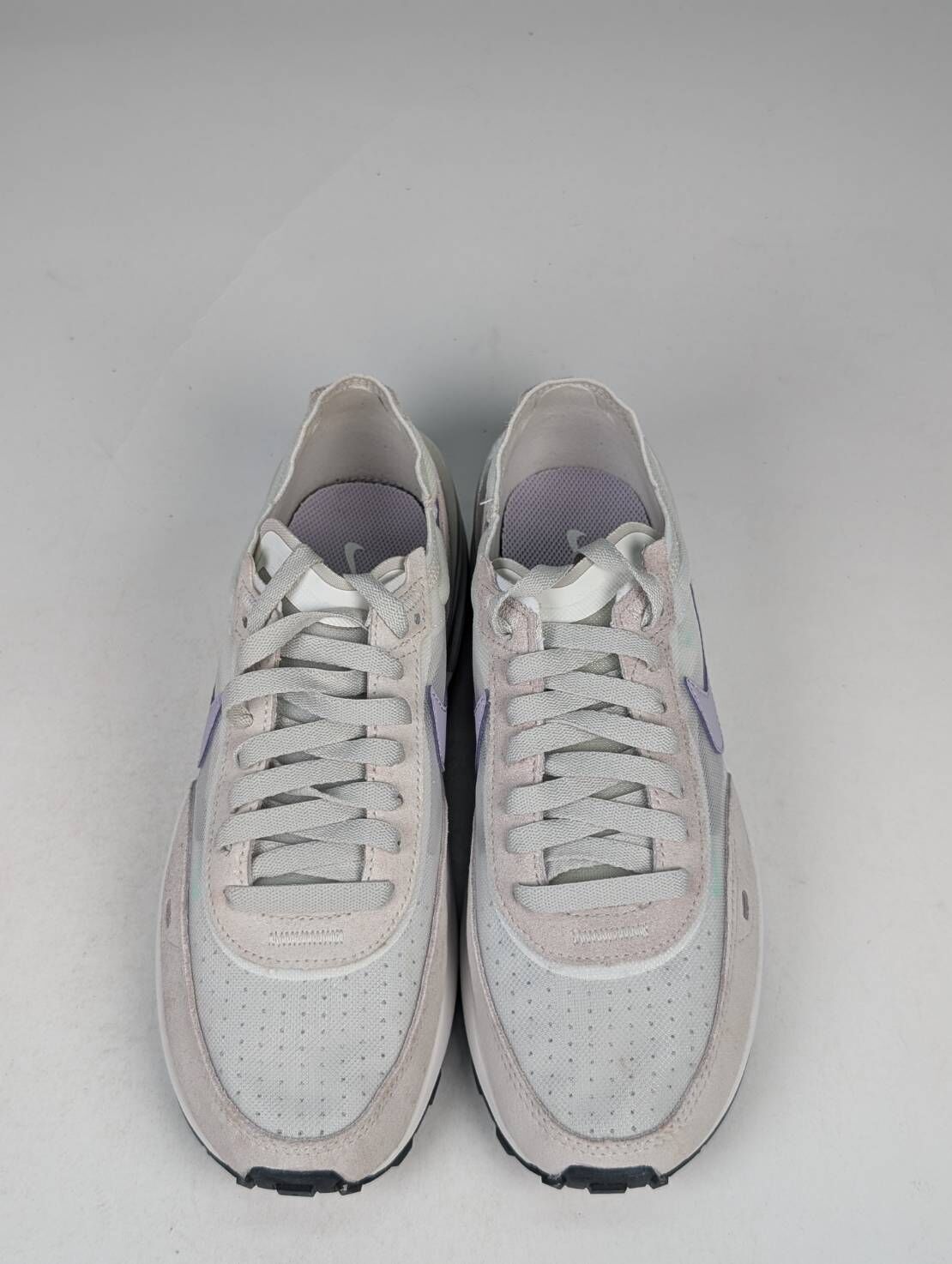 微瑕疵-雙腳鞋面髒汙&內外側微泛黃 DC2533-101/8 Nike Waffle One 女灰白小Sacai 解構輕量休閒鞋