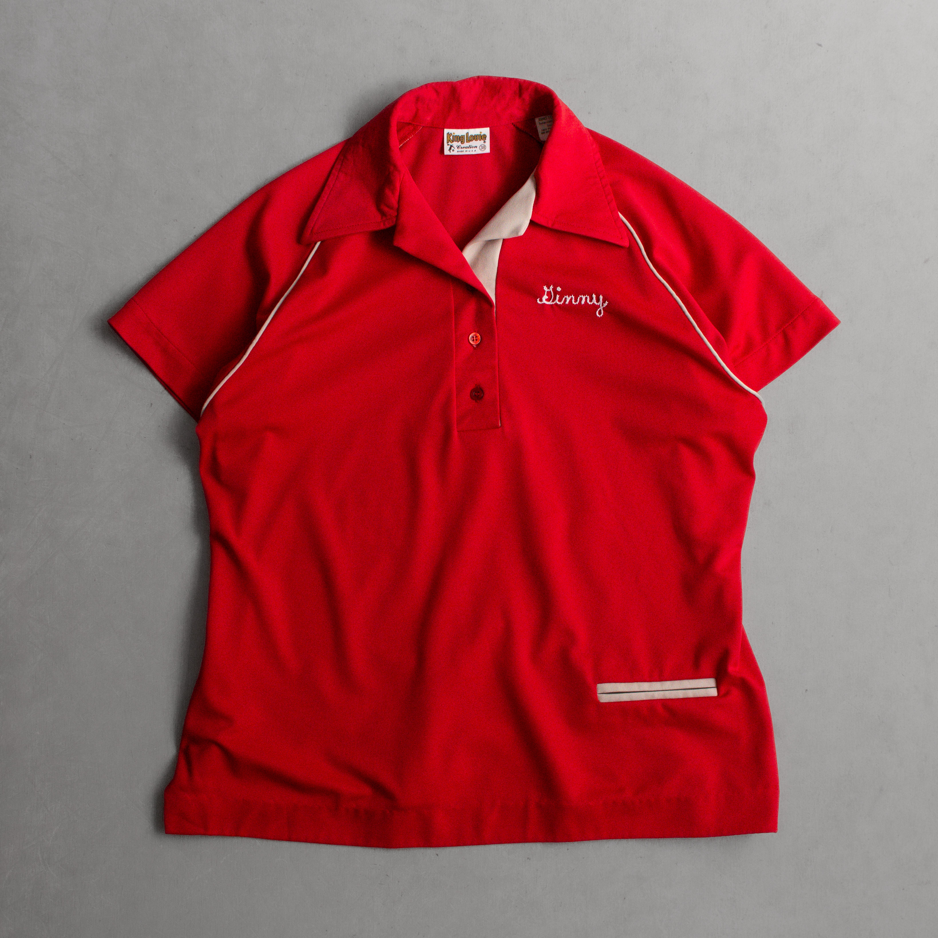 70S KING LOUIE BOWLING POLO SHIRT 美國製 紅色 短袖 保齡球 套頭衫 A