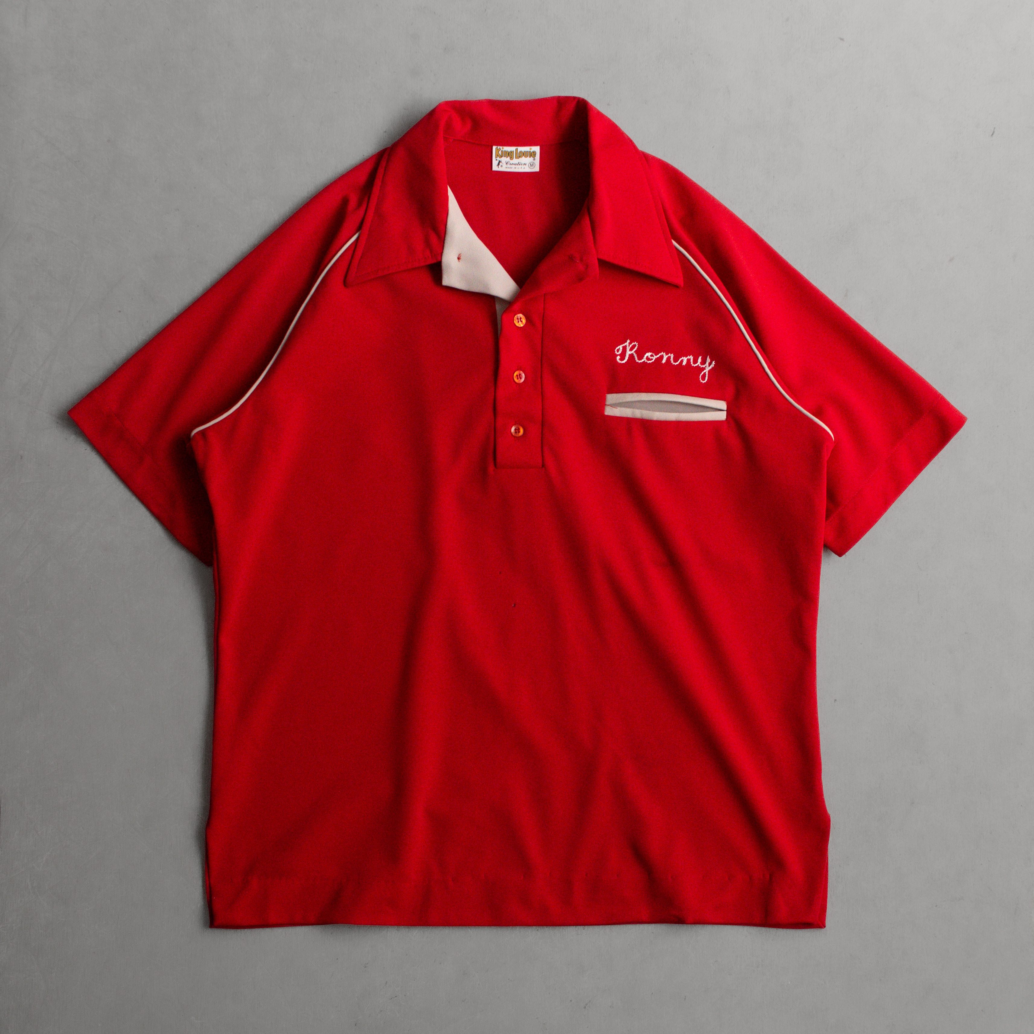 70S KING LOUIE BOWLING POLO SHIRT 美國製 紅色 短袖 保齡球 套頭衫 B