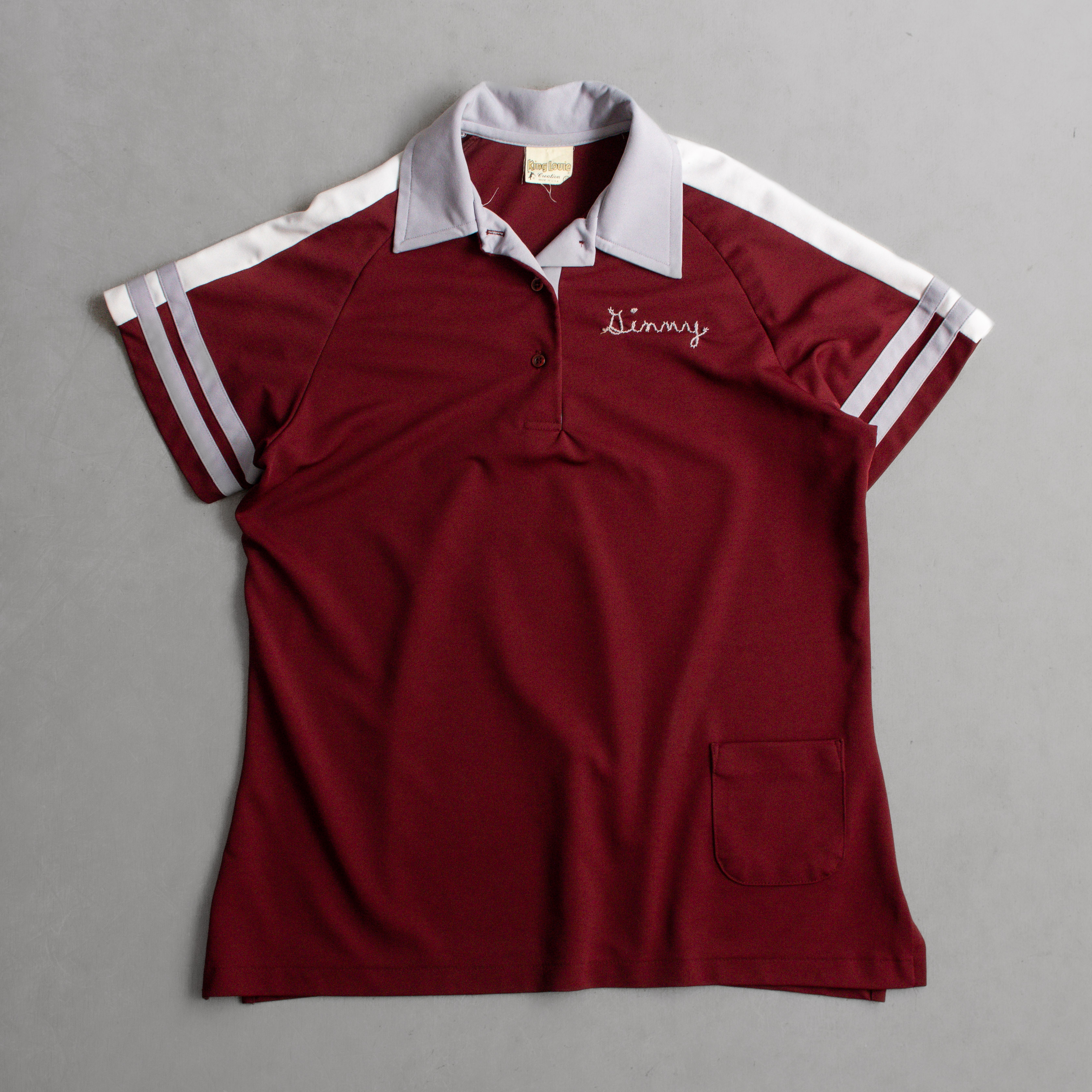 70S KING LOUIE BOWLING POLO SHIRT 美國製 酒紅色 短袖 保齡球 套頭衫