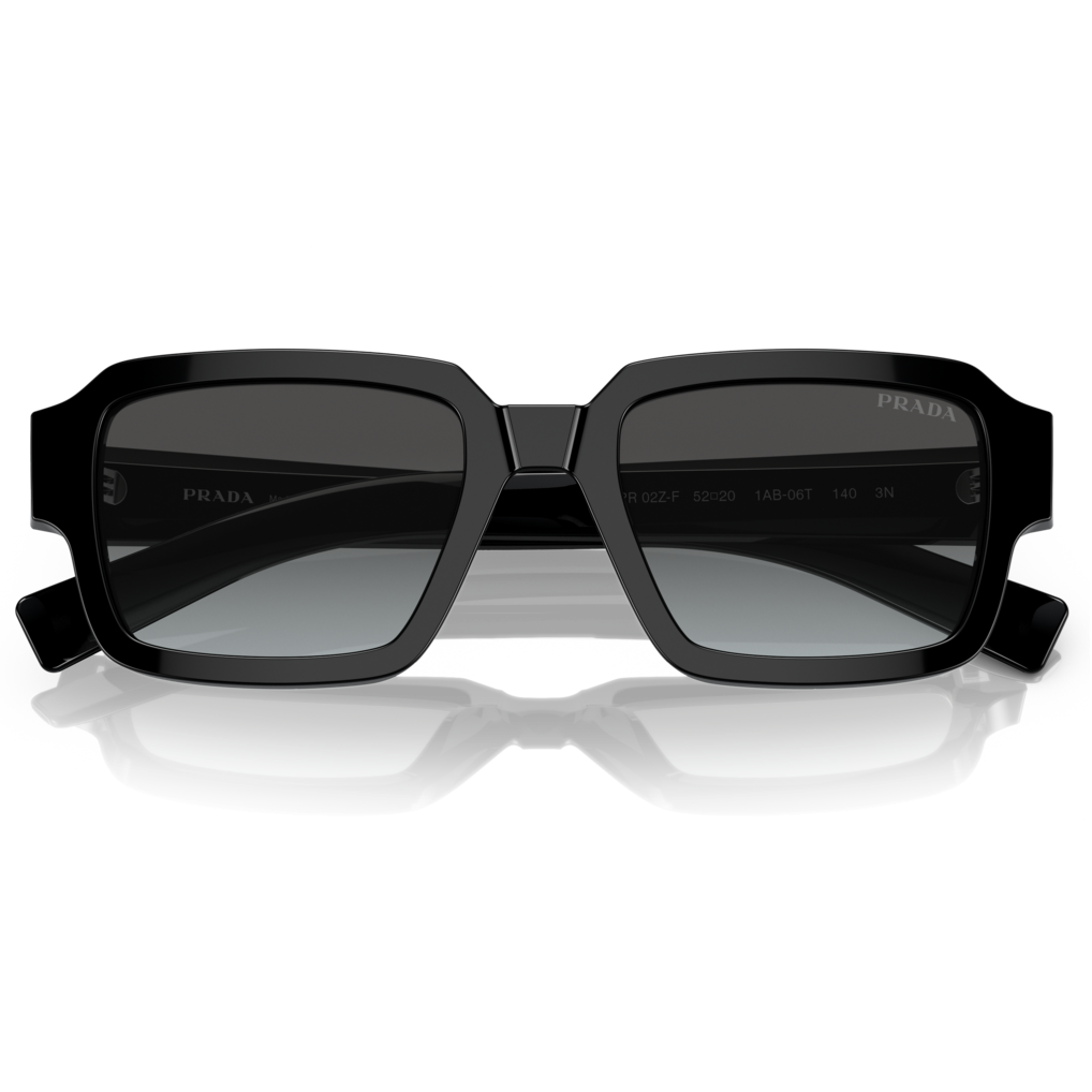 【PRADA】SPR 02ZSF 1AB06T-54mm 方框太陽眼鏡(黑色|石墨灰漸進色)