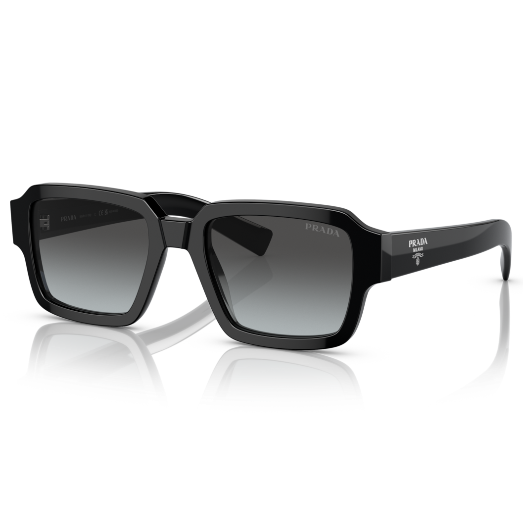 【PRADA】SPR 02ZSF 1AB06T-54mm 方框太陽眼鏡(黑色|石墨灰漸進色)