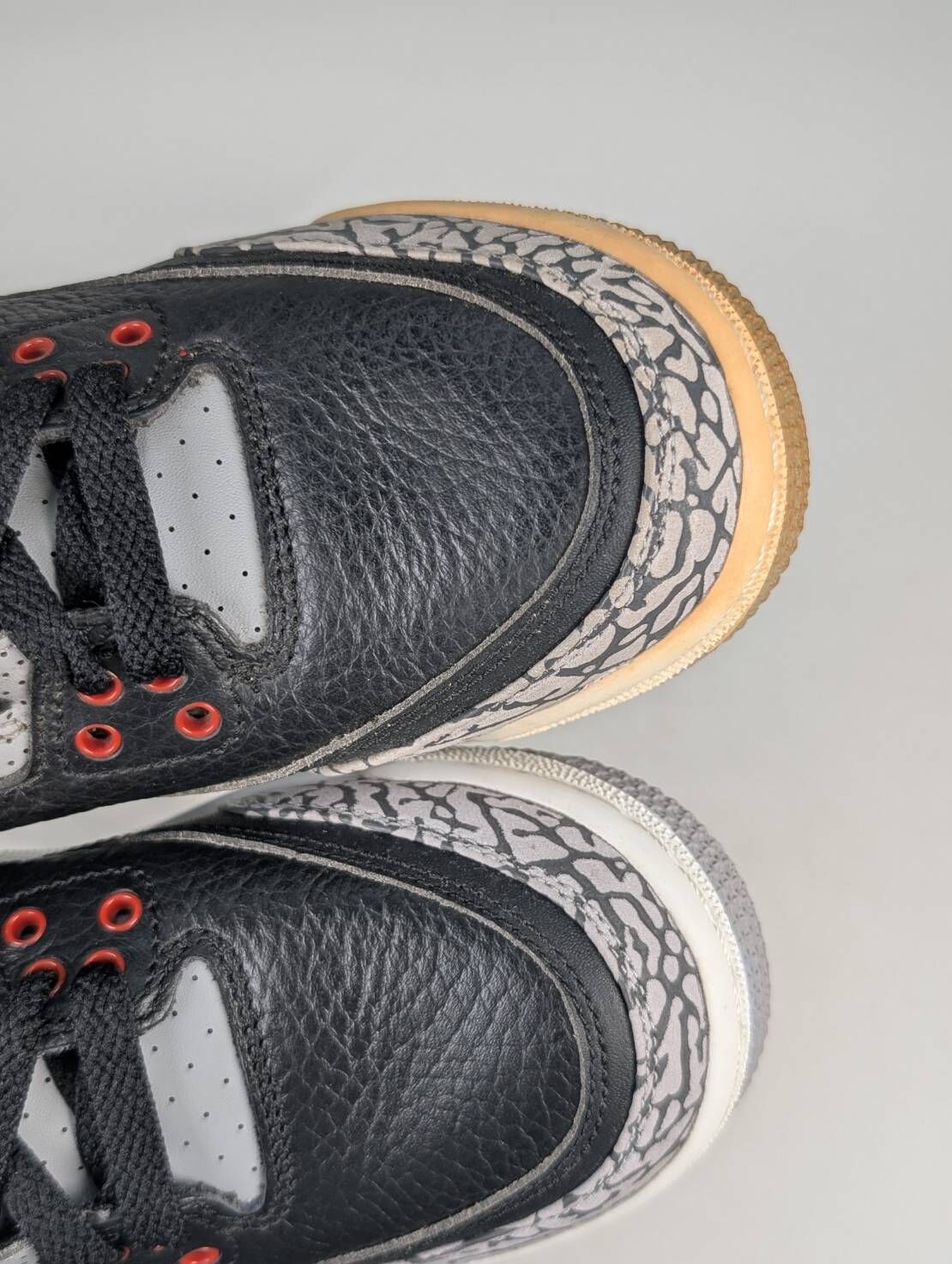 微瑕疵-左腳中底、鞋底、鞋頭、後跟泛黃 854261-001/4Y Air Jordan 3 OG GS Black Cement 黑水泥 大童鞋 女鞋