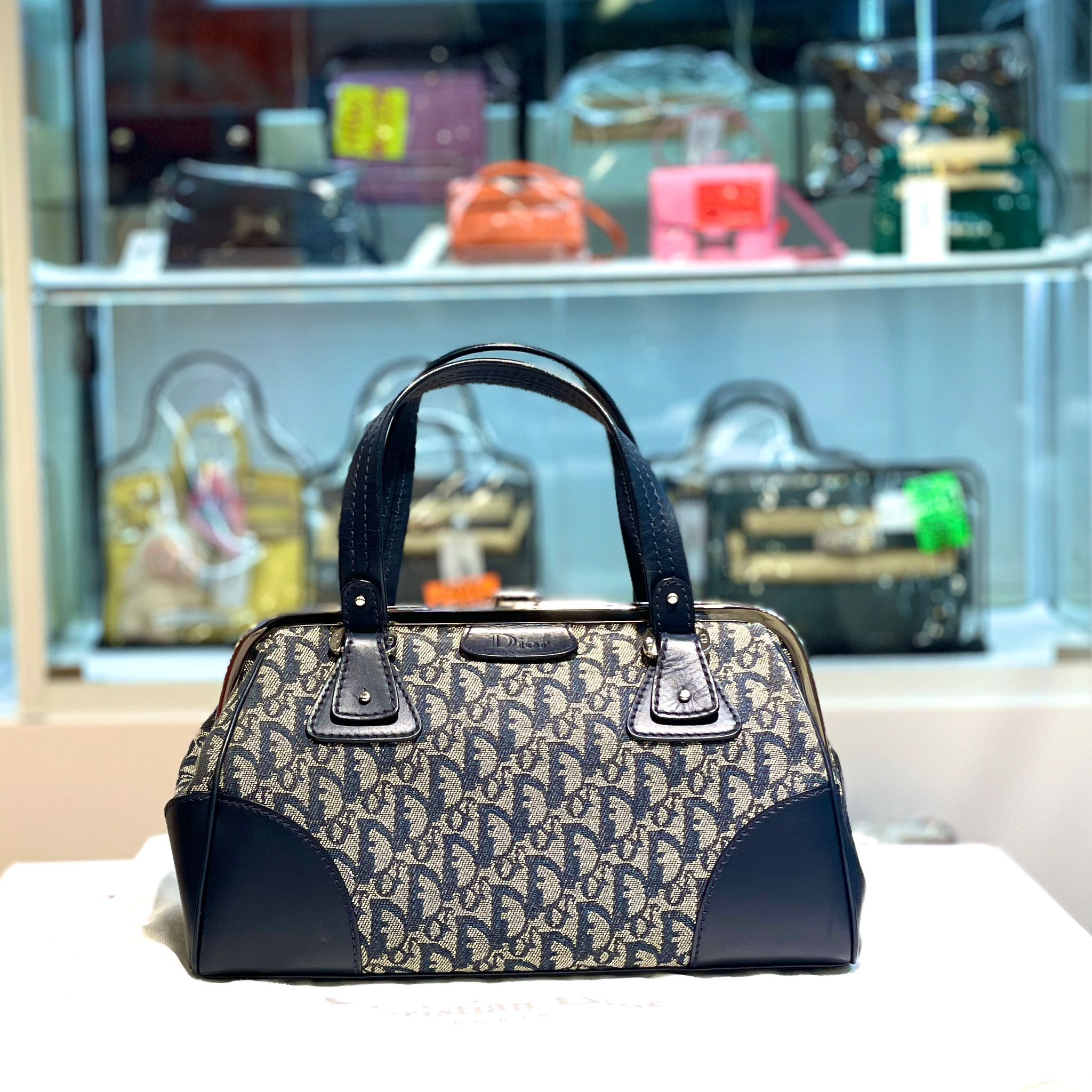 95%NEW二手DIOR HANDBAG VINTAGE OBLIQUE 緹花帆布中古 #迪奧手提包/波士頓包 #香榭站正品