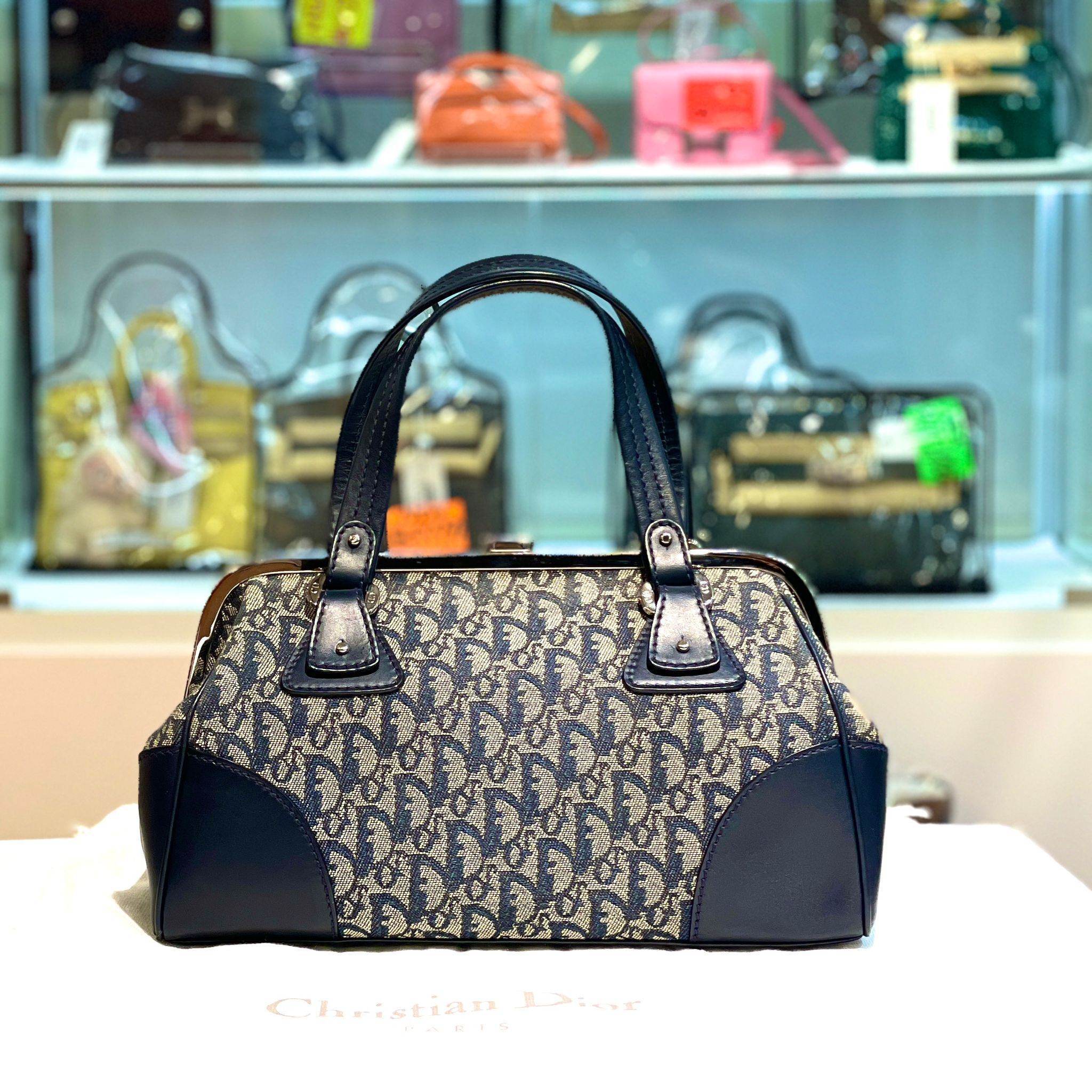 95%NEW二手DIOR HANDBAG VINTAGE OBLIQUE 緹花帆布中古 #迪奧手提包/波士頓包 #香榭站正品