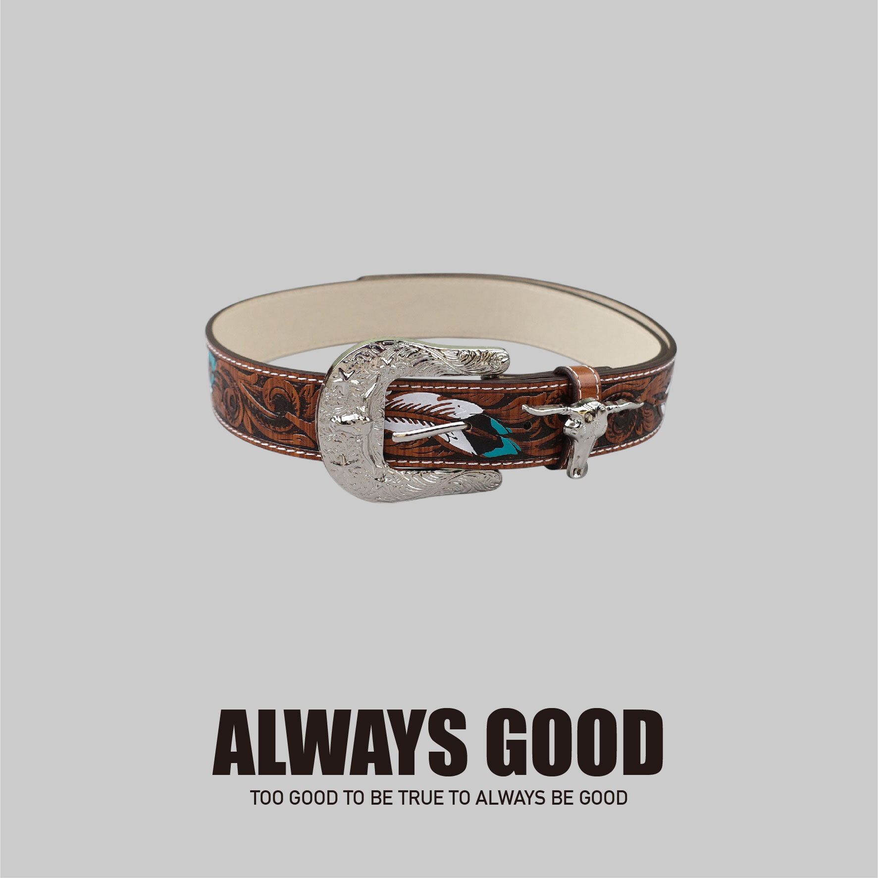 『Always_Good』西部 牛仔 雕花 皮帶