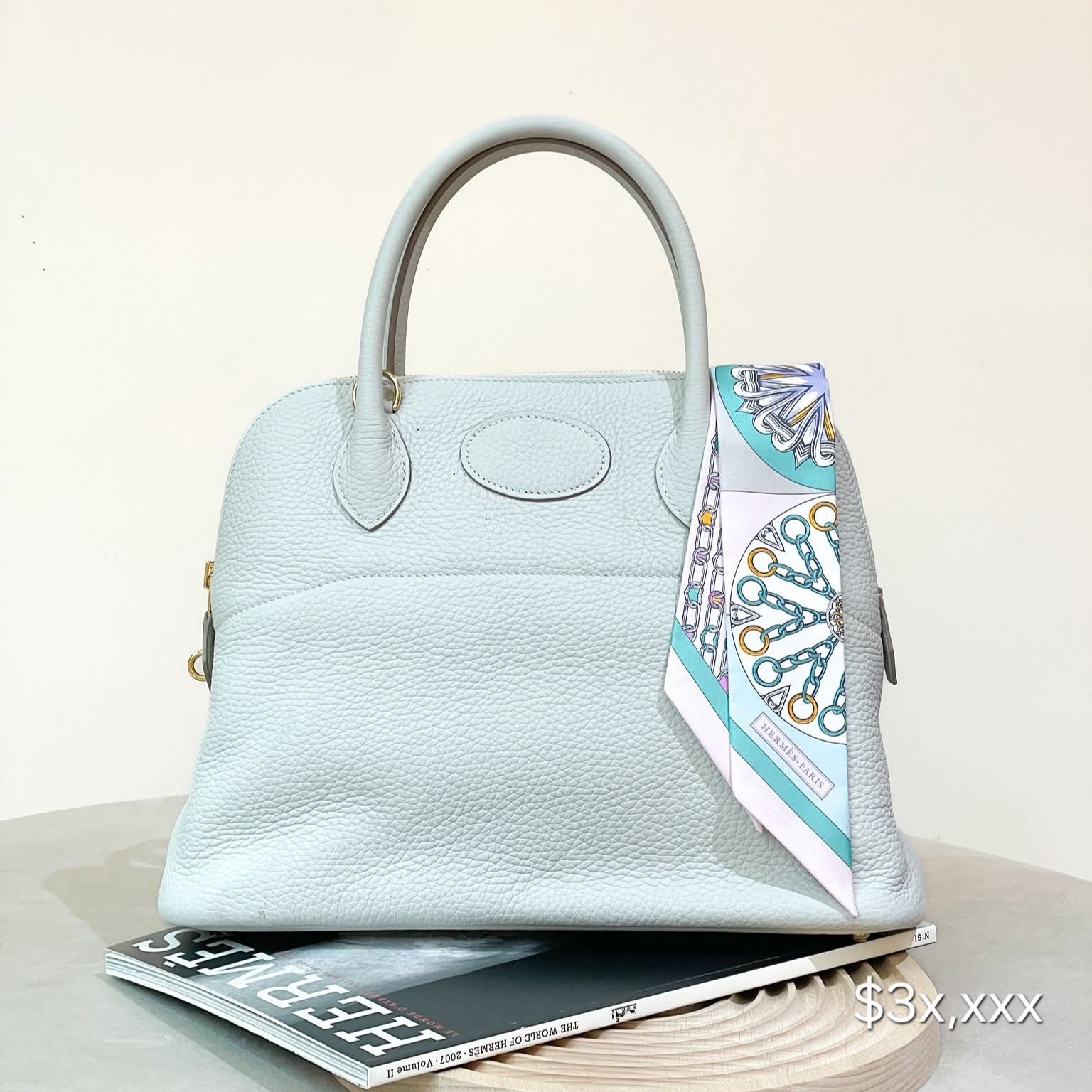 Preloved Hermès Bolide  TC Leather  Bleu Pale PHW HK$3x,xxx (HK$2,000 deposit to hold)