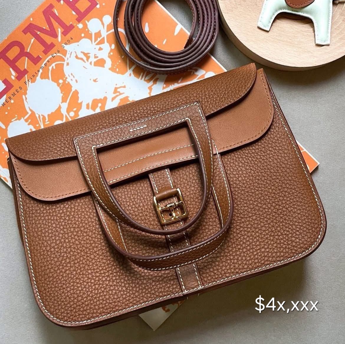 Preloved Hermès Halzan25 TC Leather Gold GHW HK$4x,xxx (HK$2,000 deposit to hold)