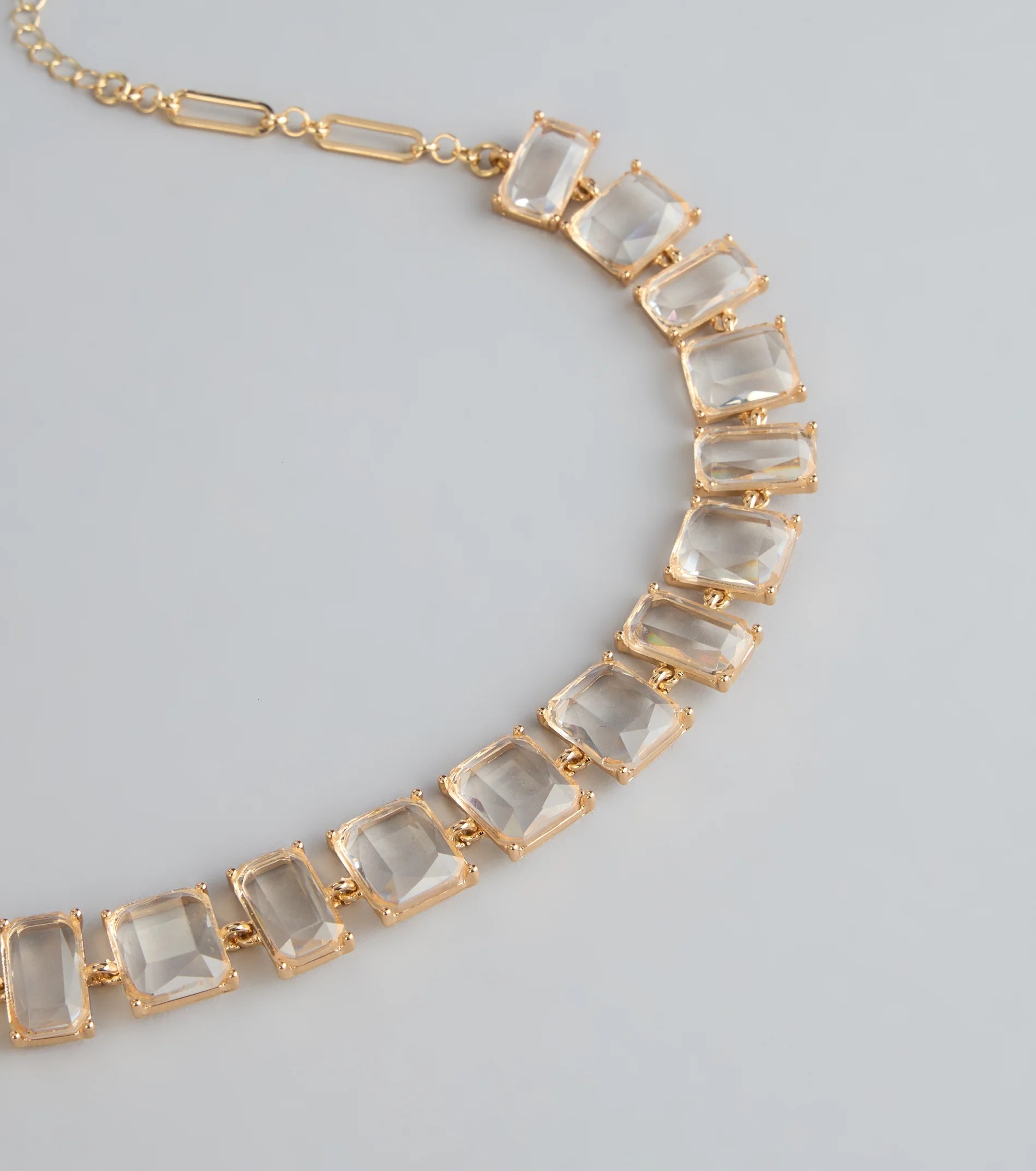 Lux Gold金色方鑽寶石頸鍊