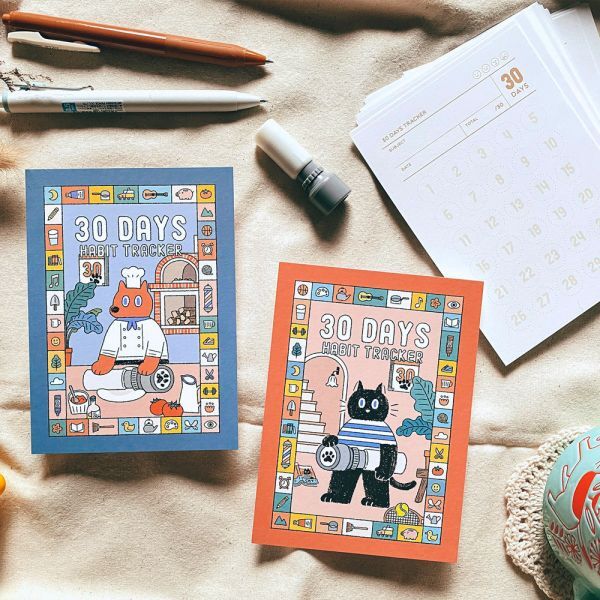 30天目標打卡 習慣養成計劃 100枚便條紙+印章套組｜迪夢奇 Dimanche