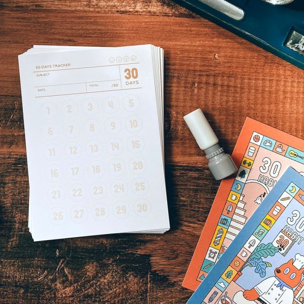 30天目標打卡 習慣養成計劃 100枚便條紙+印章套組｜迪夢奇 Dimanche