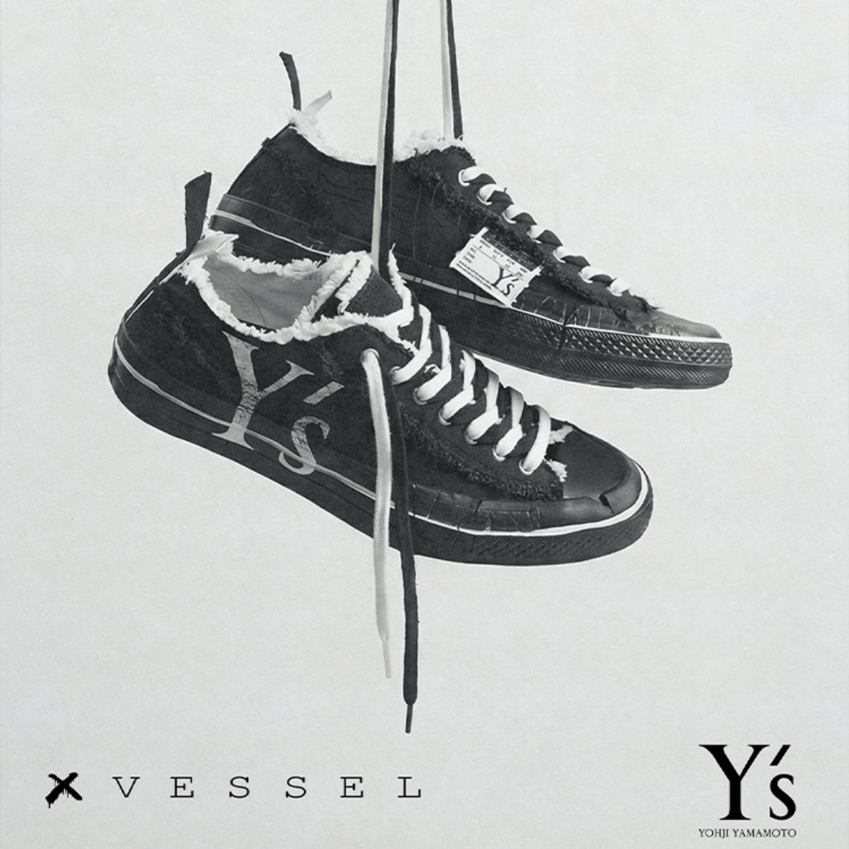【代購】xVESSEL × Y's 山本耀司 裂痕解構毛邊板鞋 黑色 男女同款 巔峰聯名