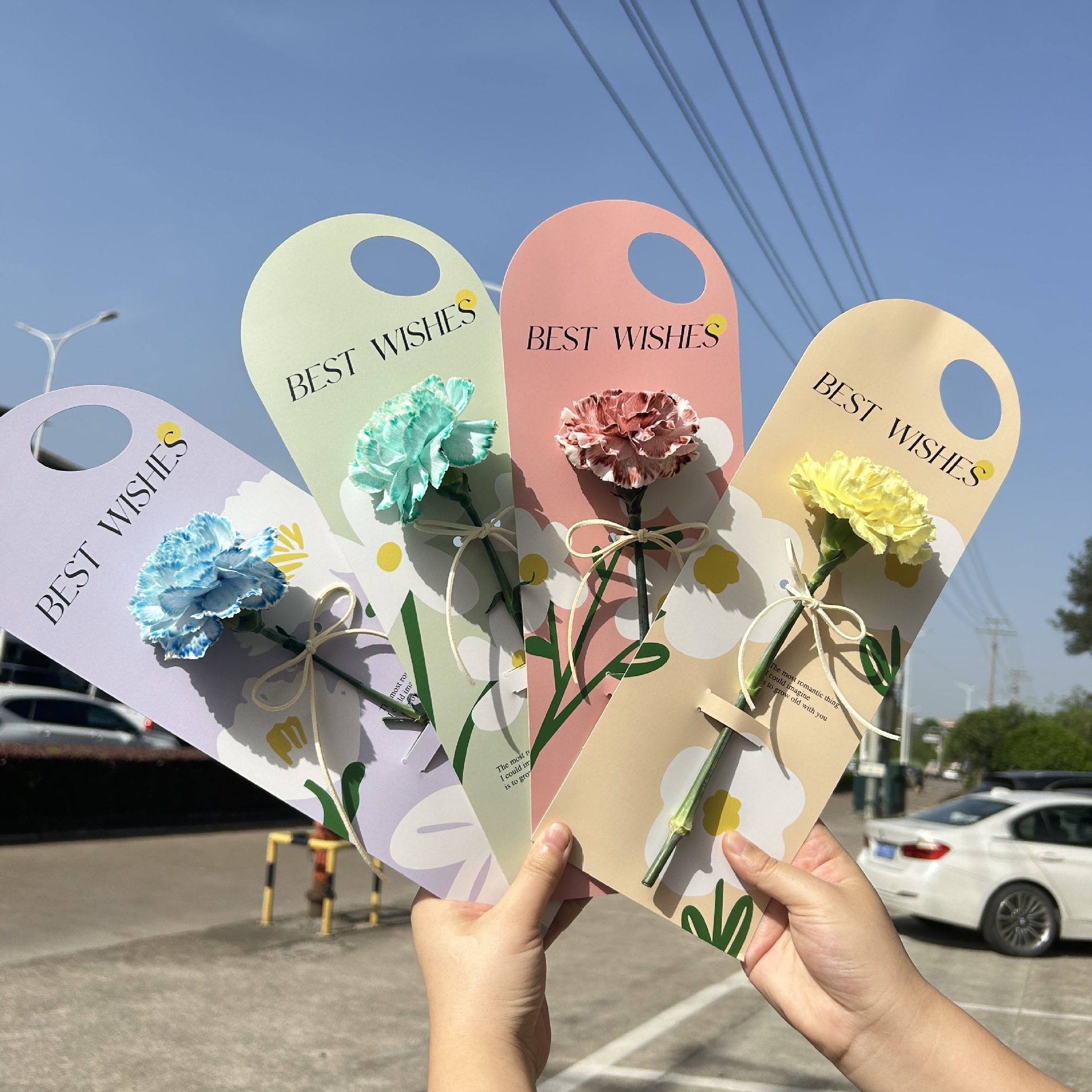 【台灣現貨速發】單枝手提裝花卡 提花卡片｜不挑款 隨機出貨｜手提卡片 裝花板