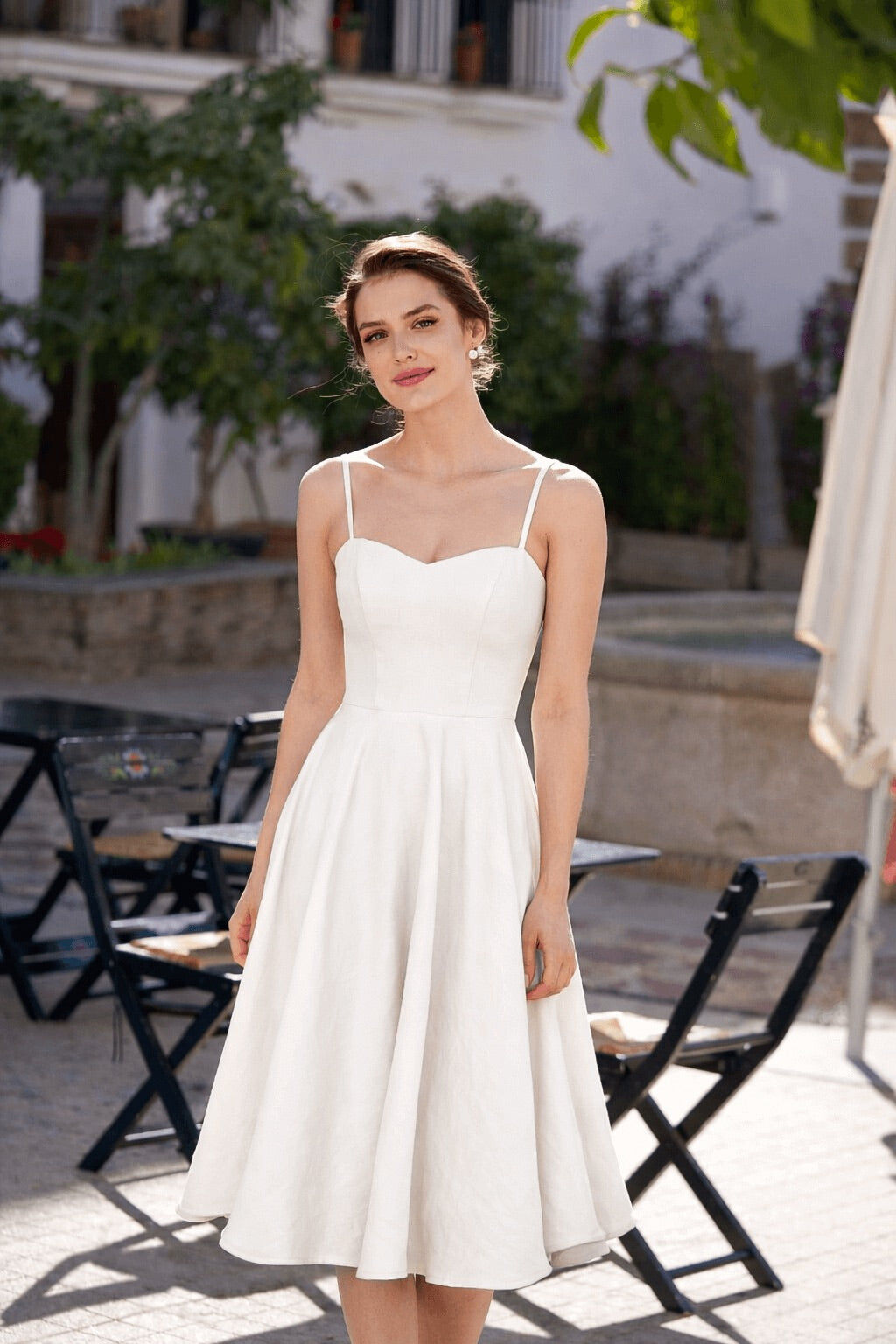 1GL0426-052 [GAALA] Bardot Linen Dress White (EU)