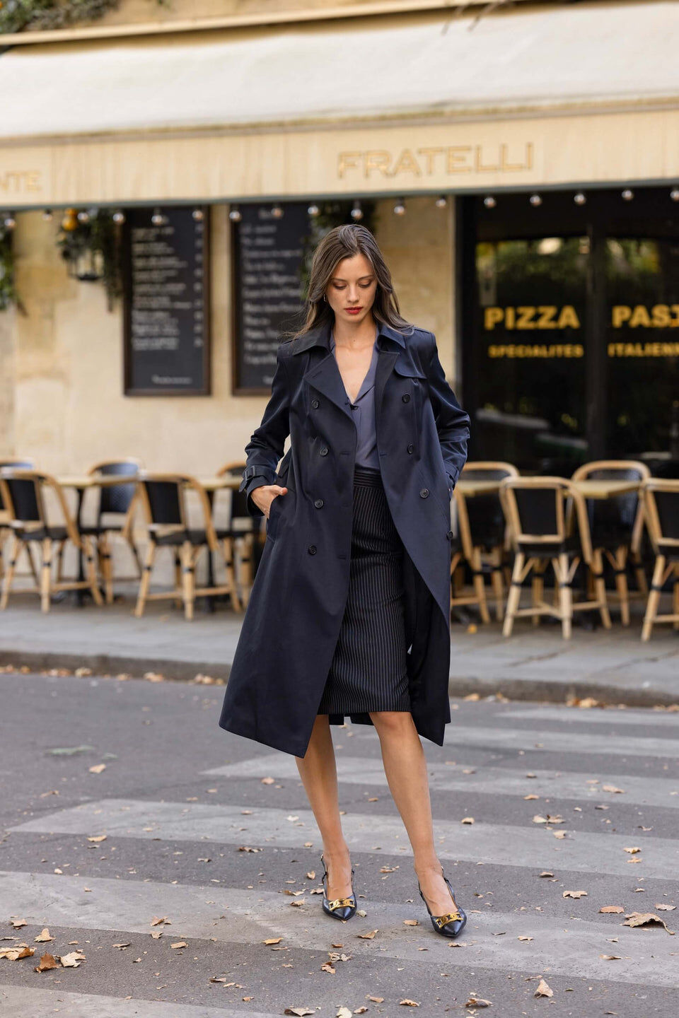 1GL0426-146 [GAALA] Kelianne Cotton Trench Coat Navy (EU)