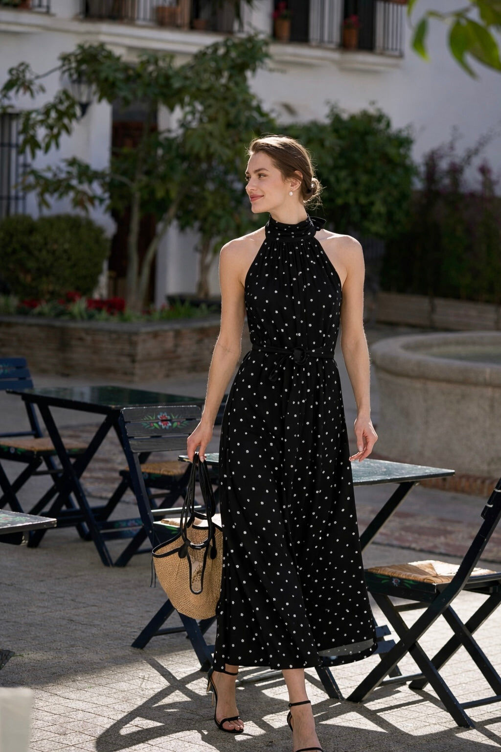 1GL0426-272 [GAALA] Rosemary Maxi Dress Black White Floral (EU)