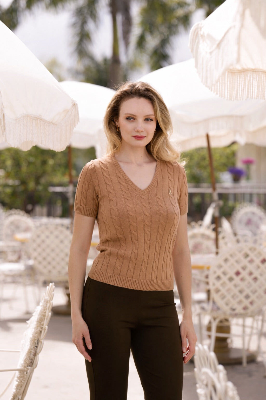 1GL0426-282 [GAALA] Talina Cable Knit Top Beige (EU)