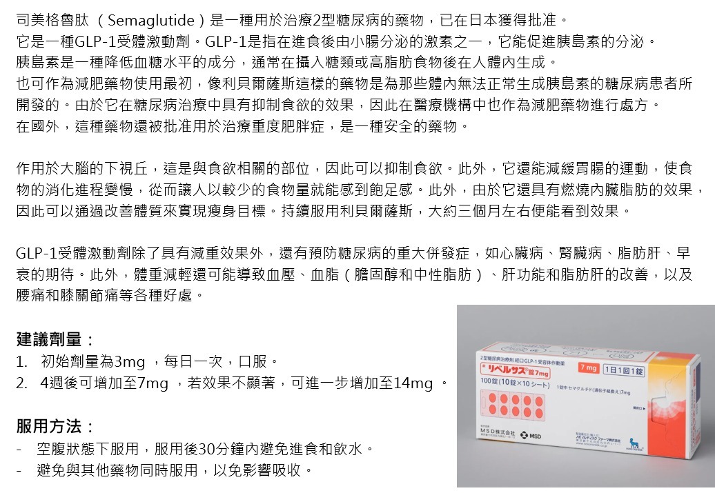 FL260424-B1 日版司美（日本藥房直送）（100粒， 1日1粒，已經係3個月分量）