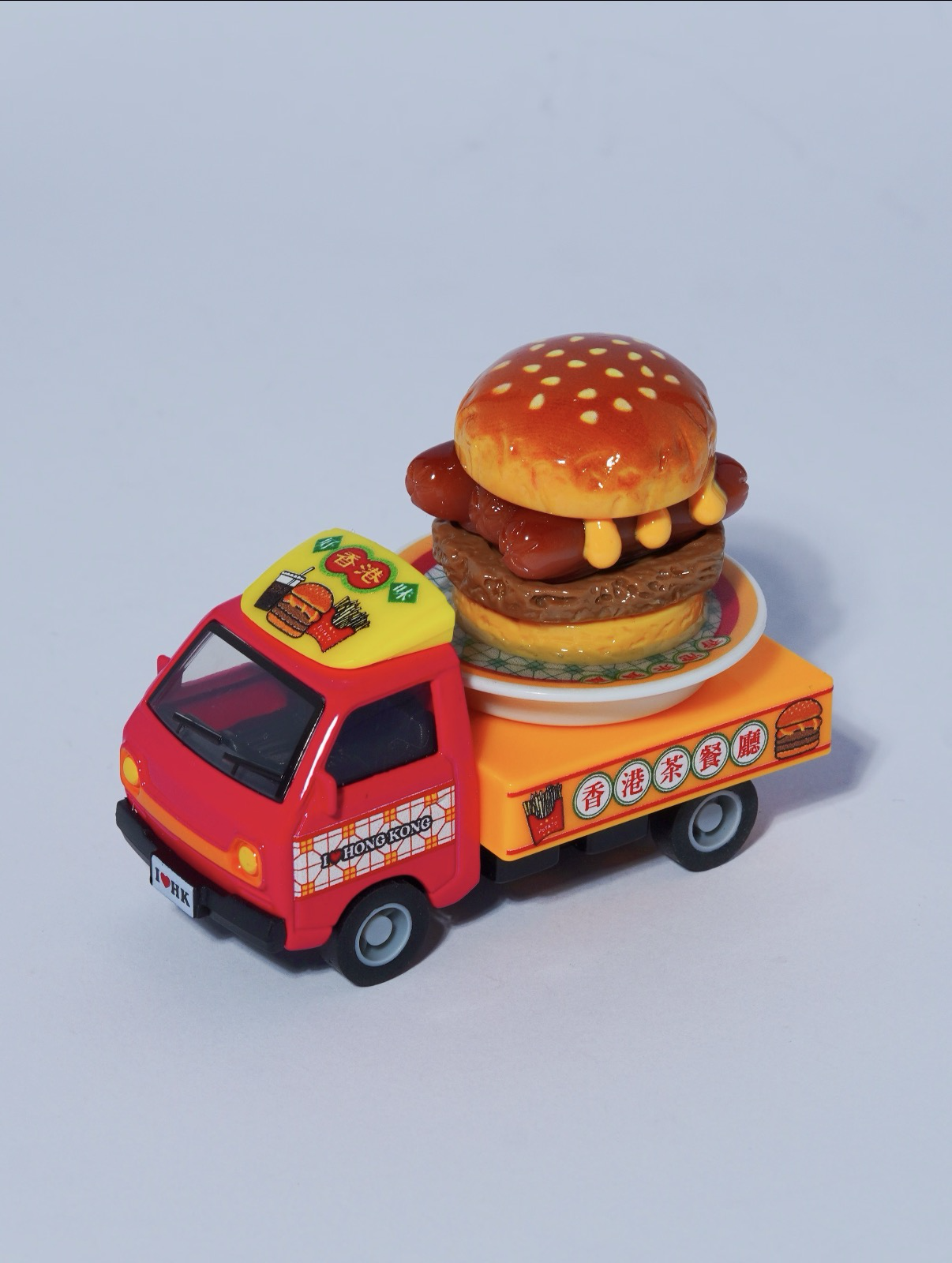 香港合金車/迴力車 - 三腸漢堡包 美食貨車 (碟子可分拆作磁石貼)
