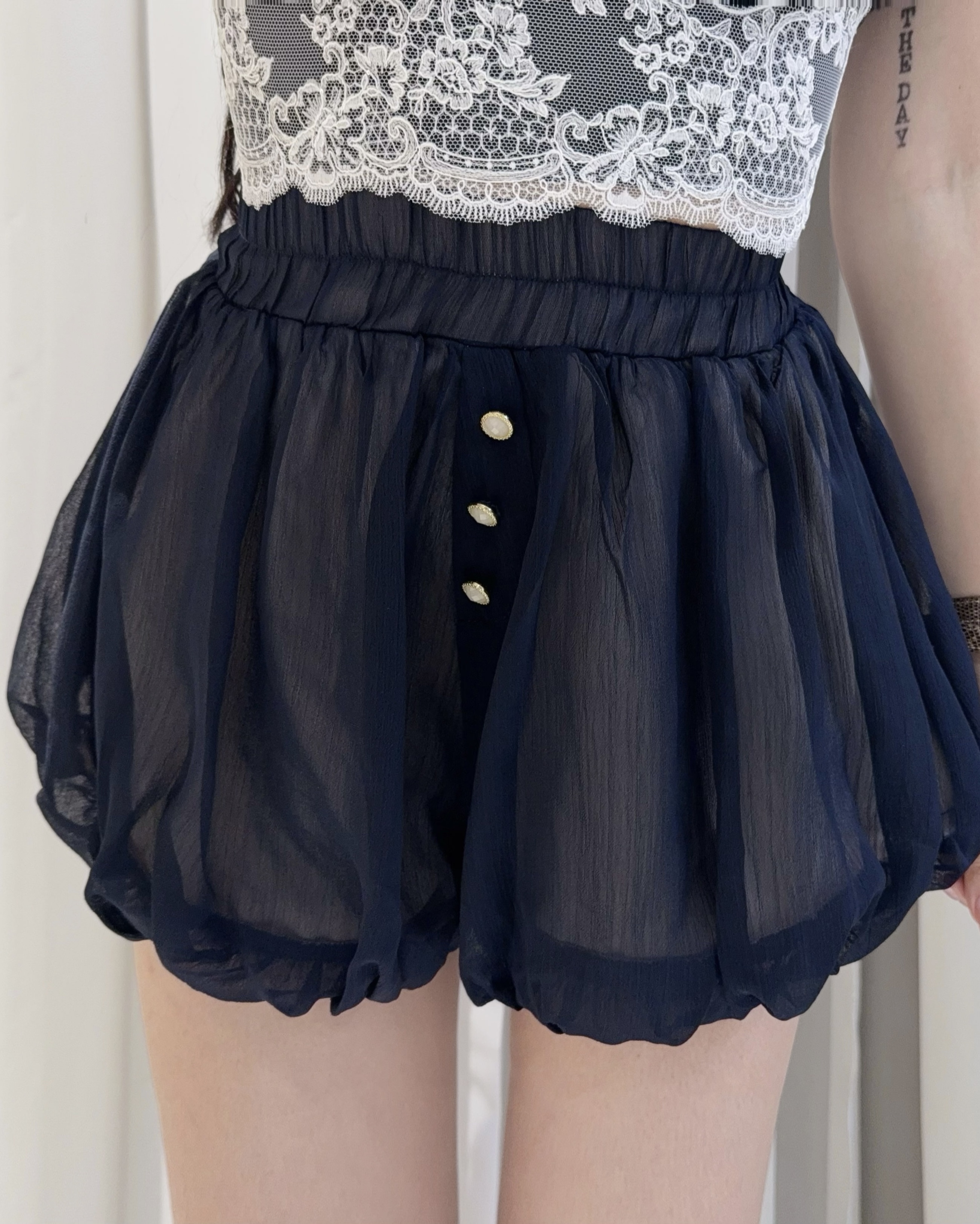 訂製-透視雪紡泡泡短褲