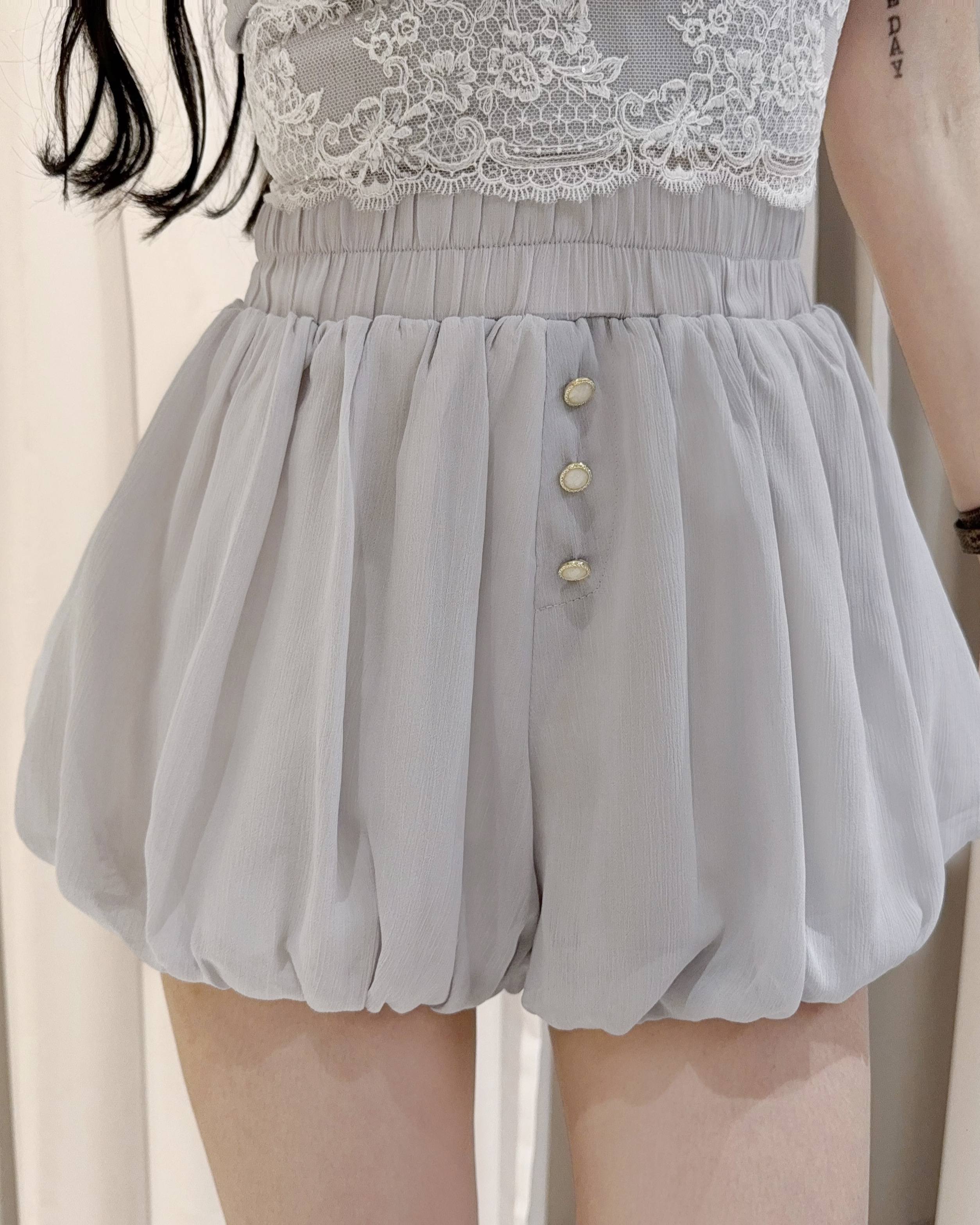 訂製-透視雪紡泡泡短褲