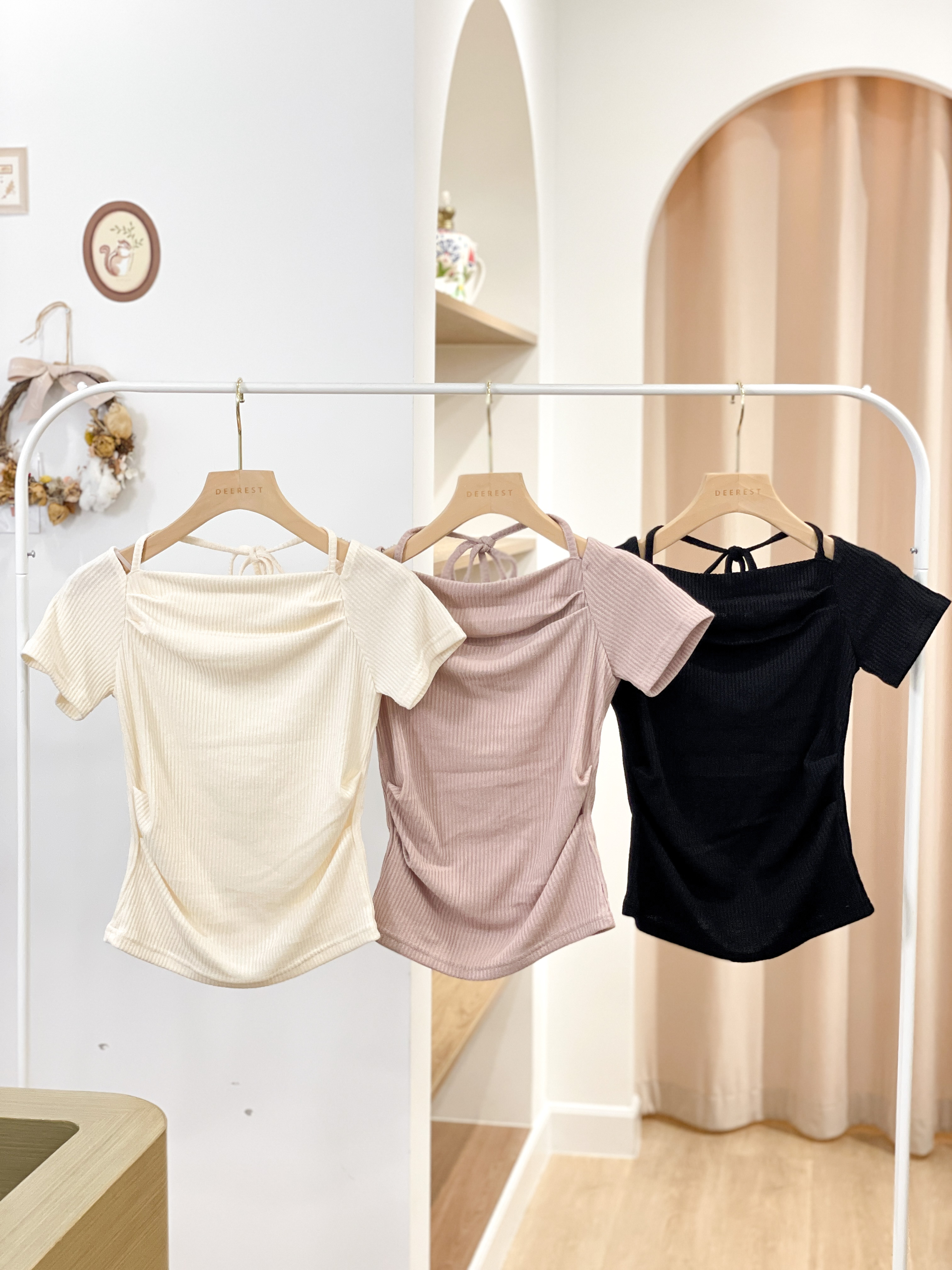 T1529 Blush Gathered Basic Top