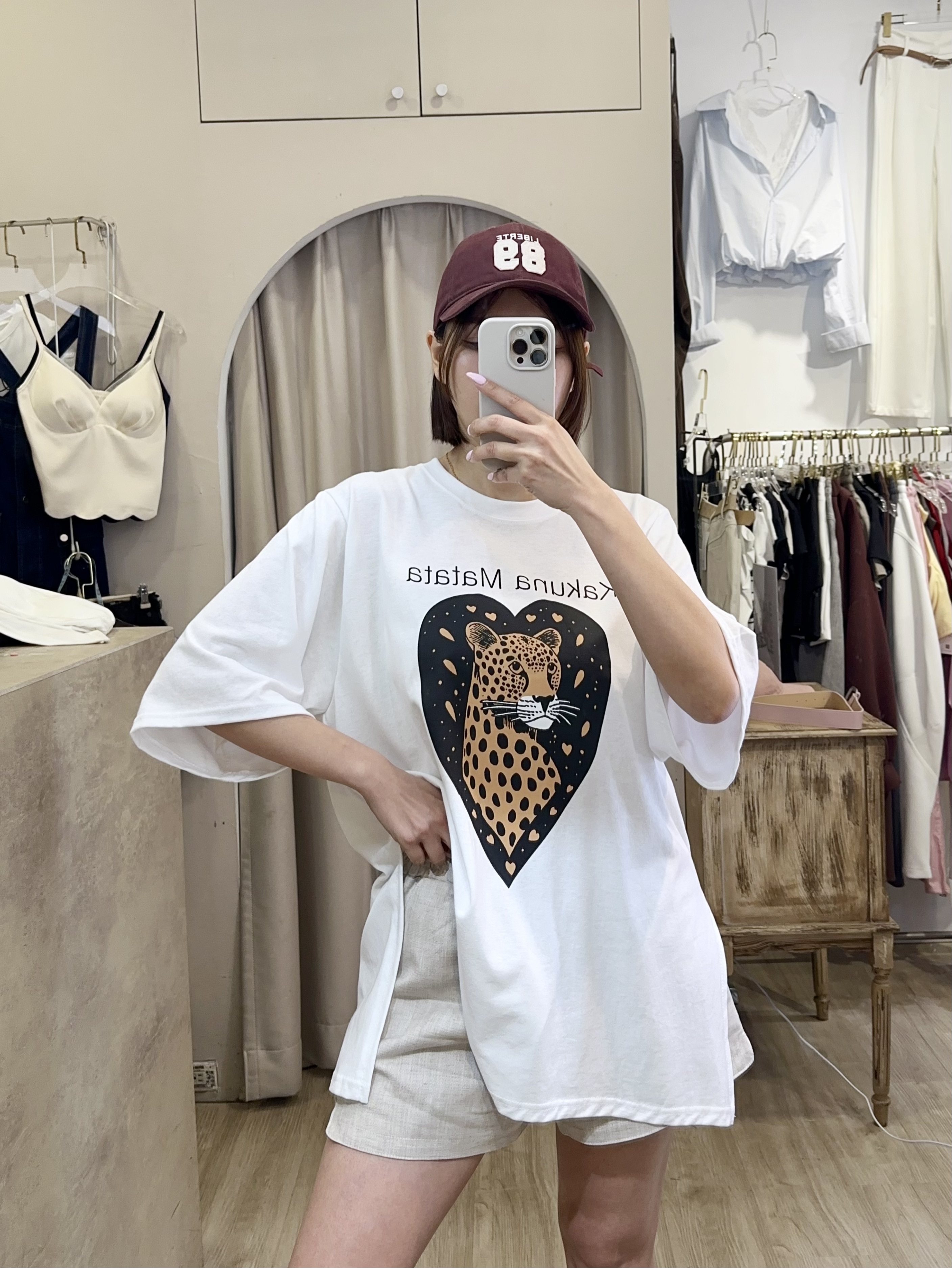 有精神開衩寬鬆豹子大ＴＥＥ