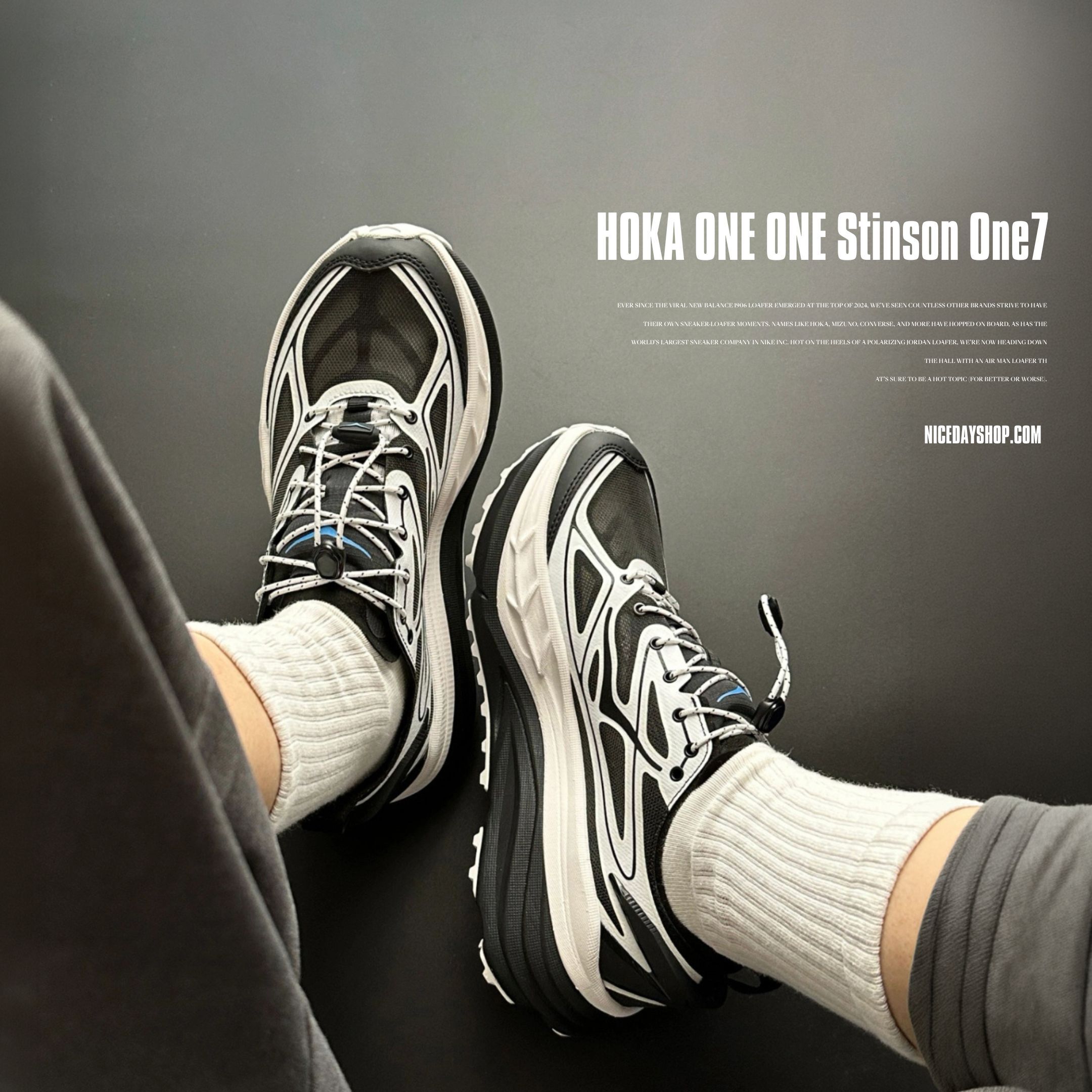 NICEDAY 代購  HOKA ONE ONE Stinson One 7 黑白 越野 跑鞋 工裝 機能 舒適 貼合 1178630-BWHT