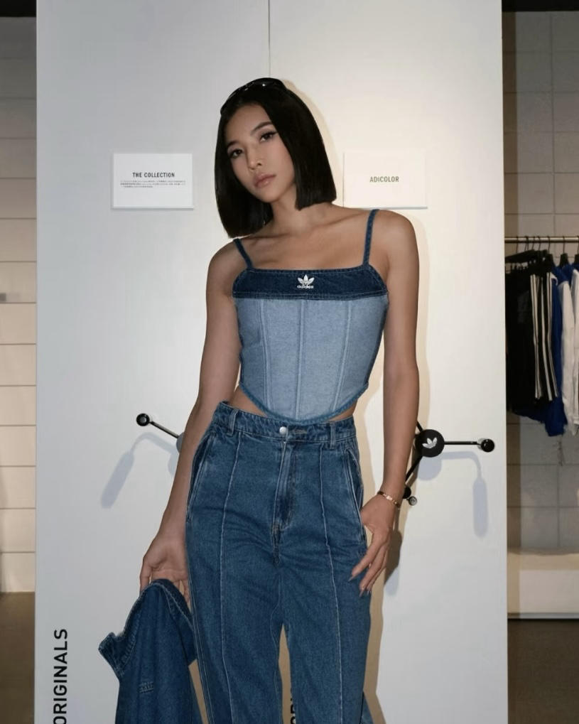 ADIDAS ORIGINALS KSENIA SCHNAIDER 牛仔背心 魚骨 綁帶 三線